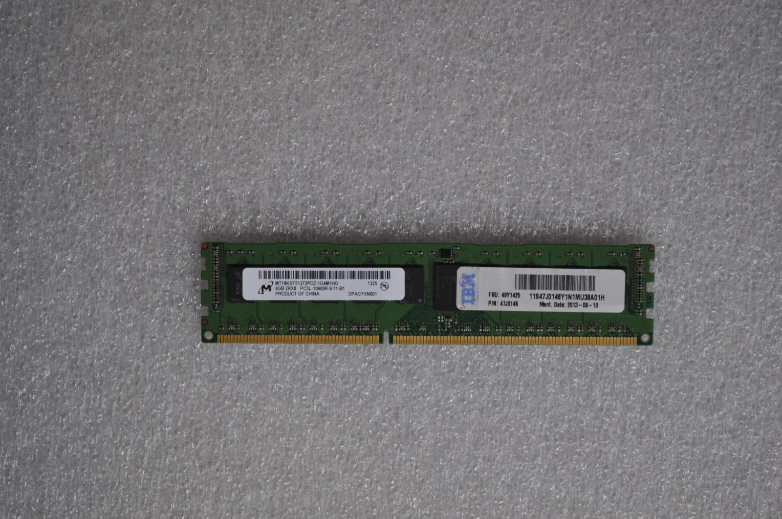 IBM 4GB MEMORY KIT (1X4GB) PC3L-10600 1333MHZ DDR3 ECC CL9 RDIMM 49Y1425