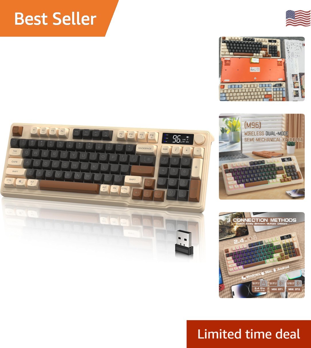 M96 Stylish Gaming Keyboard – RGB Backlight, Lightweight with Display Screen