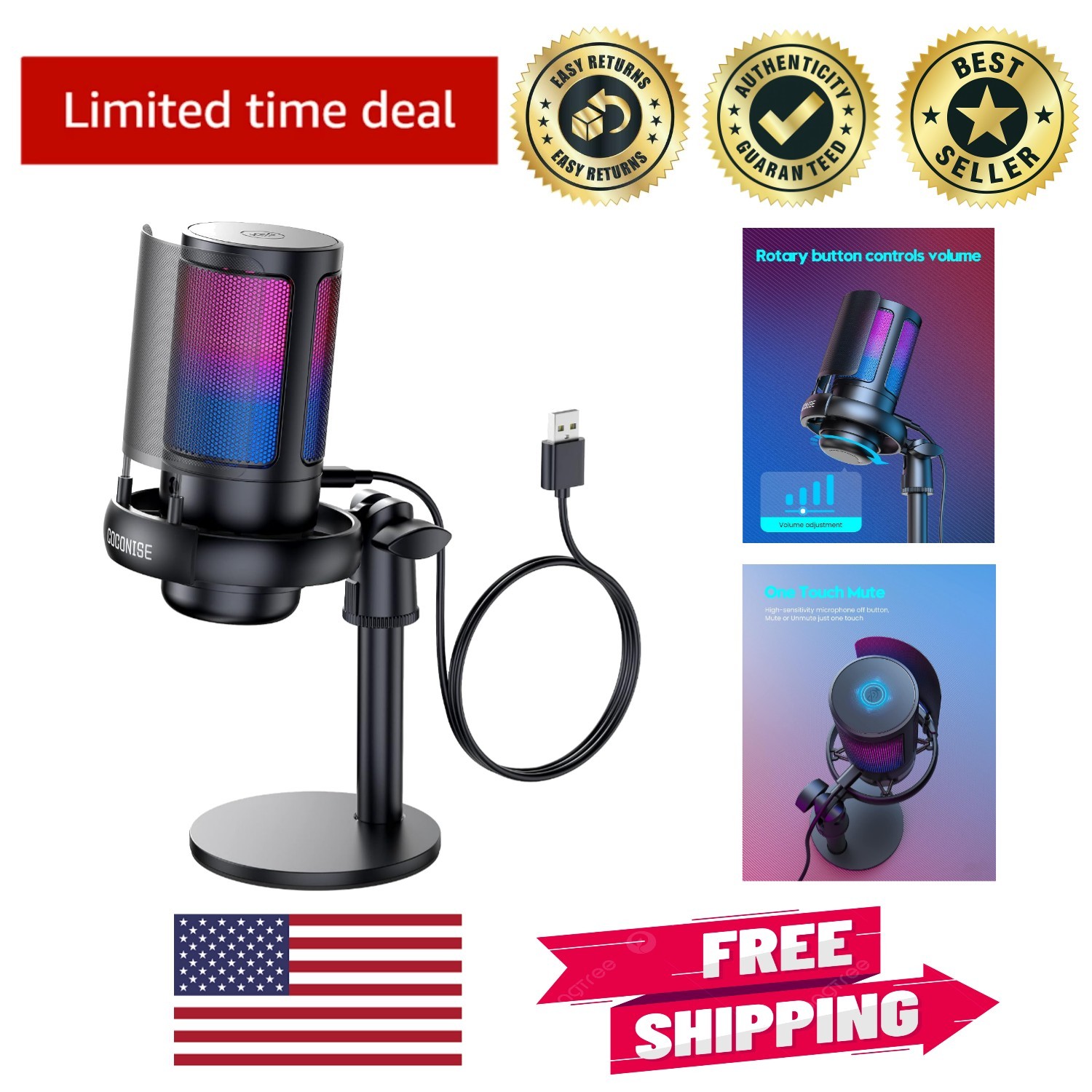 Professional-Grade USB Microphone with Cardioid Pattern for Gaming & Streaming