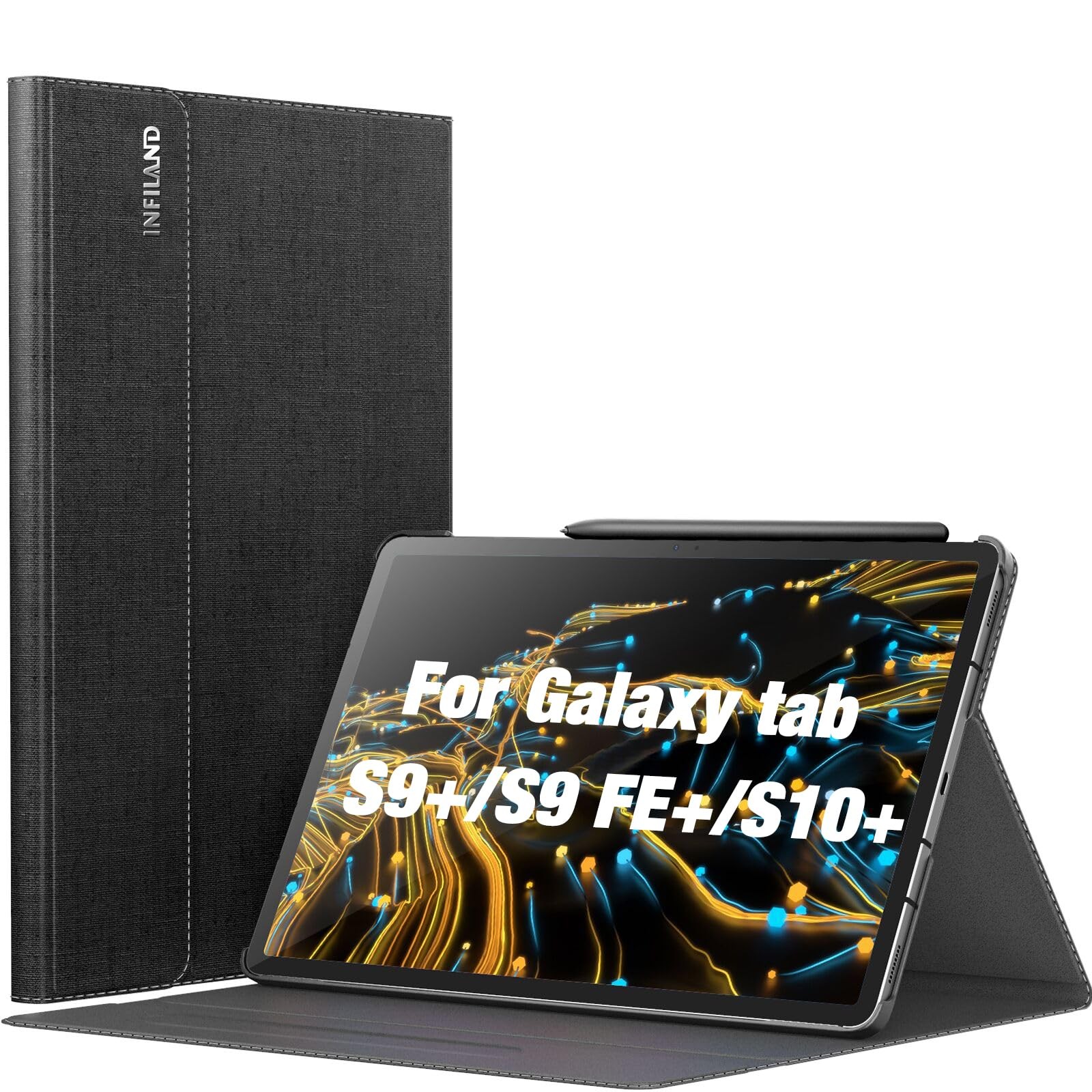 INFILAND Galaxy Tab S10+ Plus 2024/ S9+ Plus/ S9 FE Case, 06-Black 