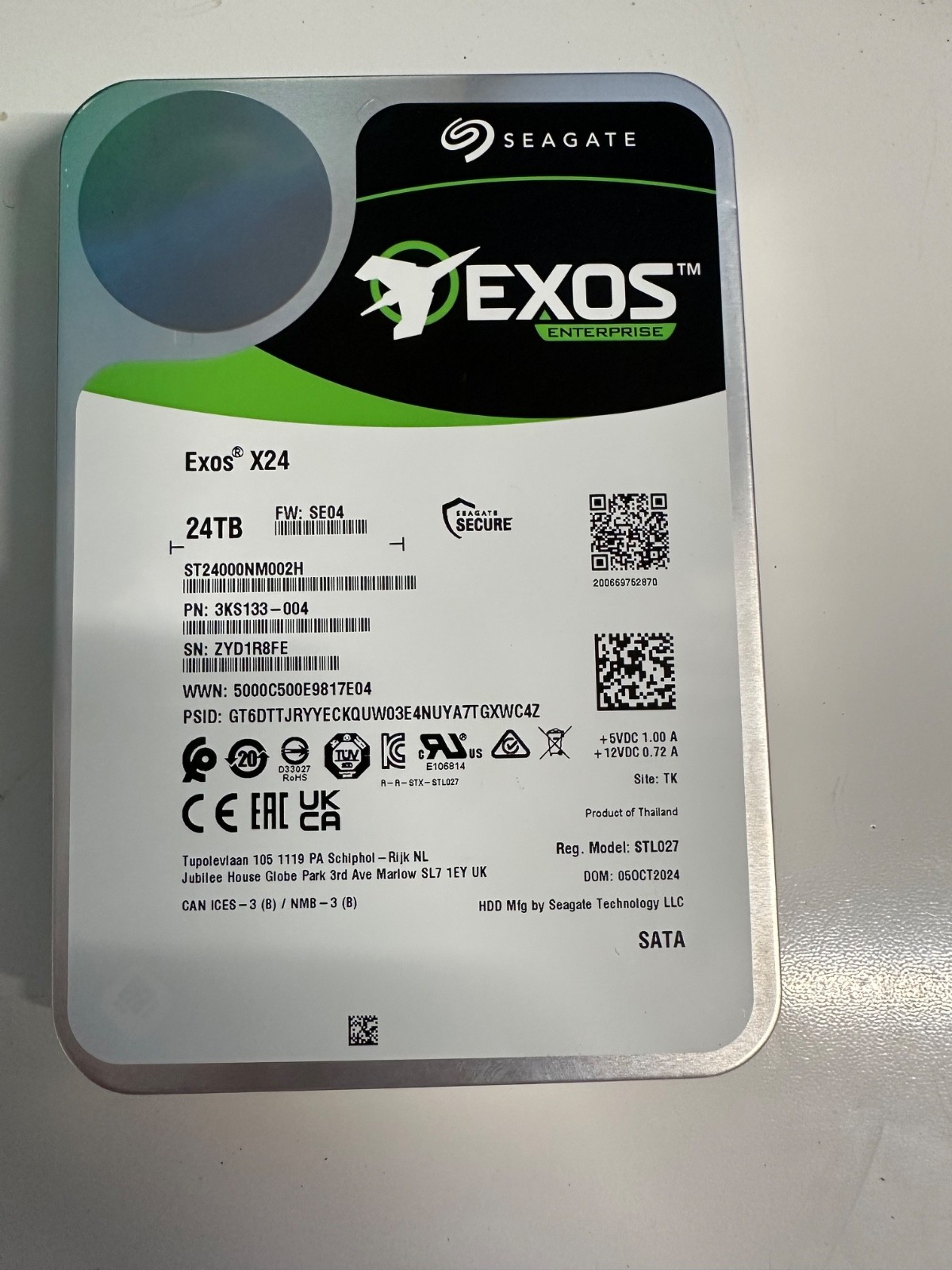 Seagate Exos X24 ST24000NM002H 24TB HDD Enterprise Grade EXOS