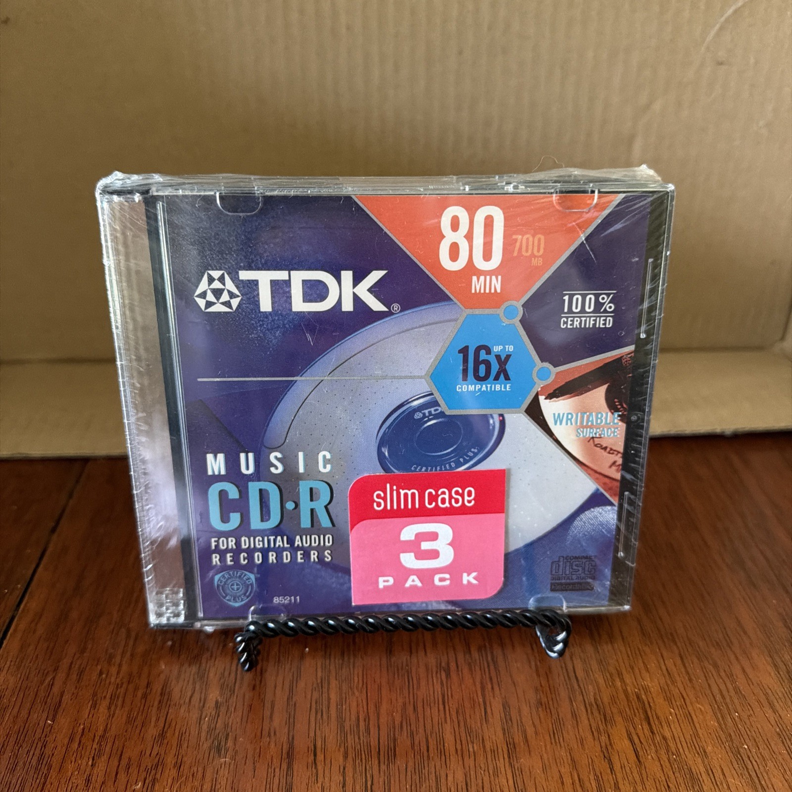 TDK Music CD-R Discs Slim Case 3 Pack 80 Minutes 16x Compatible SEALED
