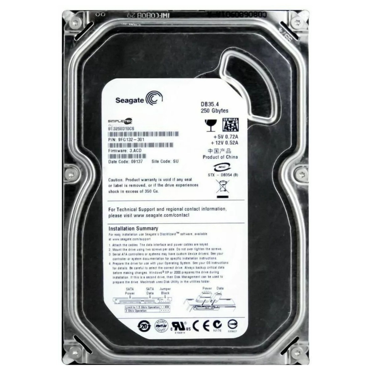 HDD Seagate Hard Disk 250GB SATA 3.5" ST3250310CS For Desktop Computer