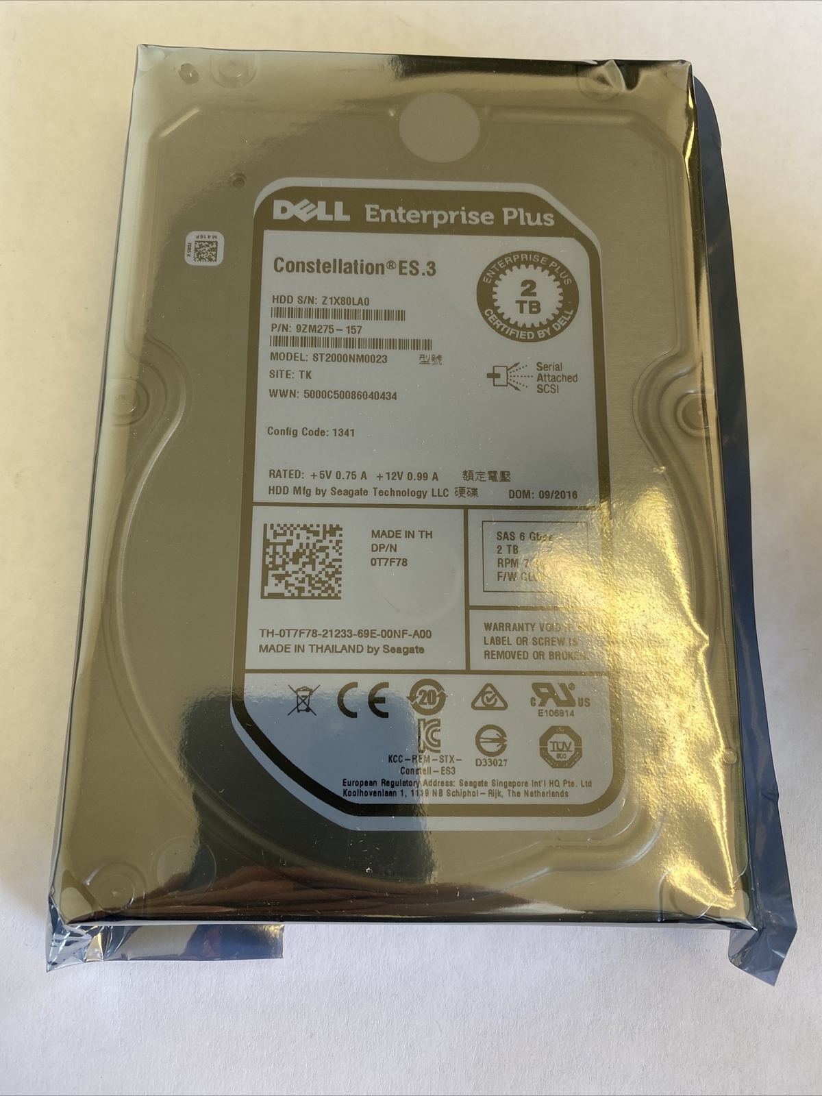 DELL Enterprise Plus 2 TB 7.2K 3.5" SAS ST2000NM0023 DP/N 0T7F78