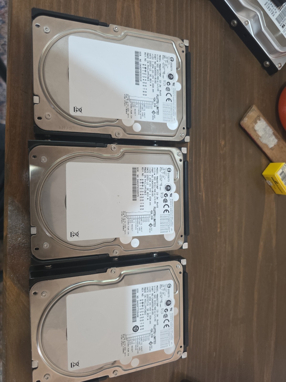 FUJITSU MAW3073NP CA06550-B160 ULTRA 320/68- PIN 73GB HDD LOT of 3 Parts only