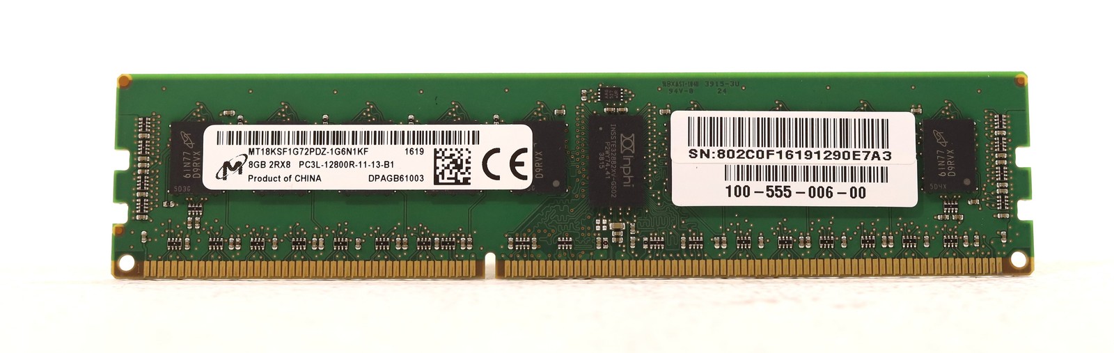 Micron 8GB 2Rx8 PC3L-12800R-11-13-B1 ECC REG Server RAM MT18KSF1G72PDZ-1G6N1KF