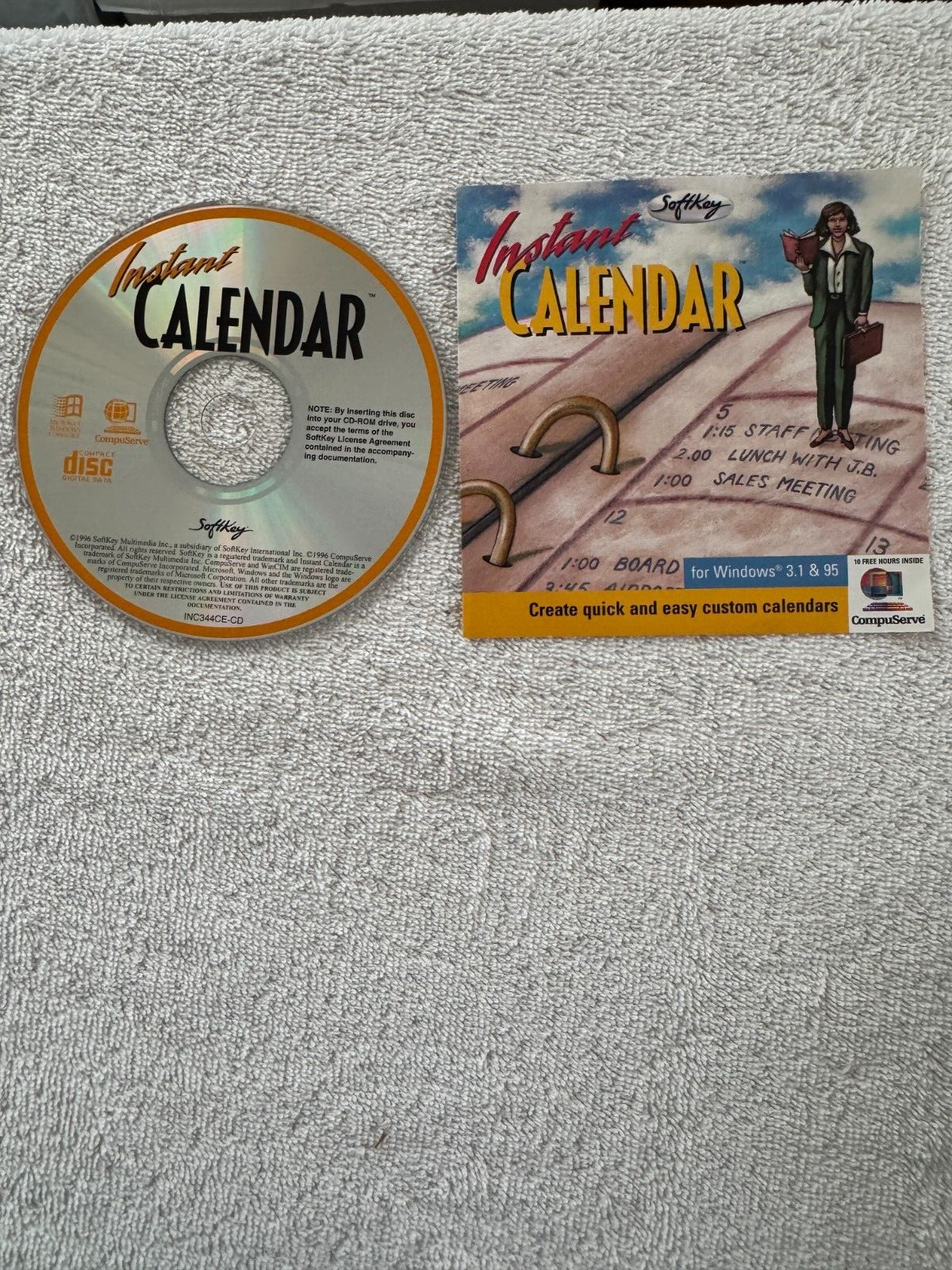 SoftKey Instant Calendar (PC 1996) CD WITH INSTALL BOOKLET ONLY