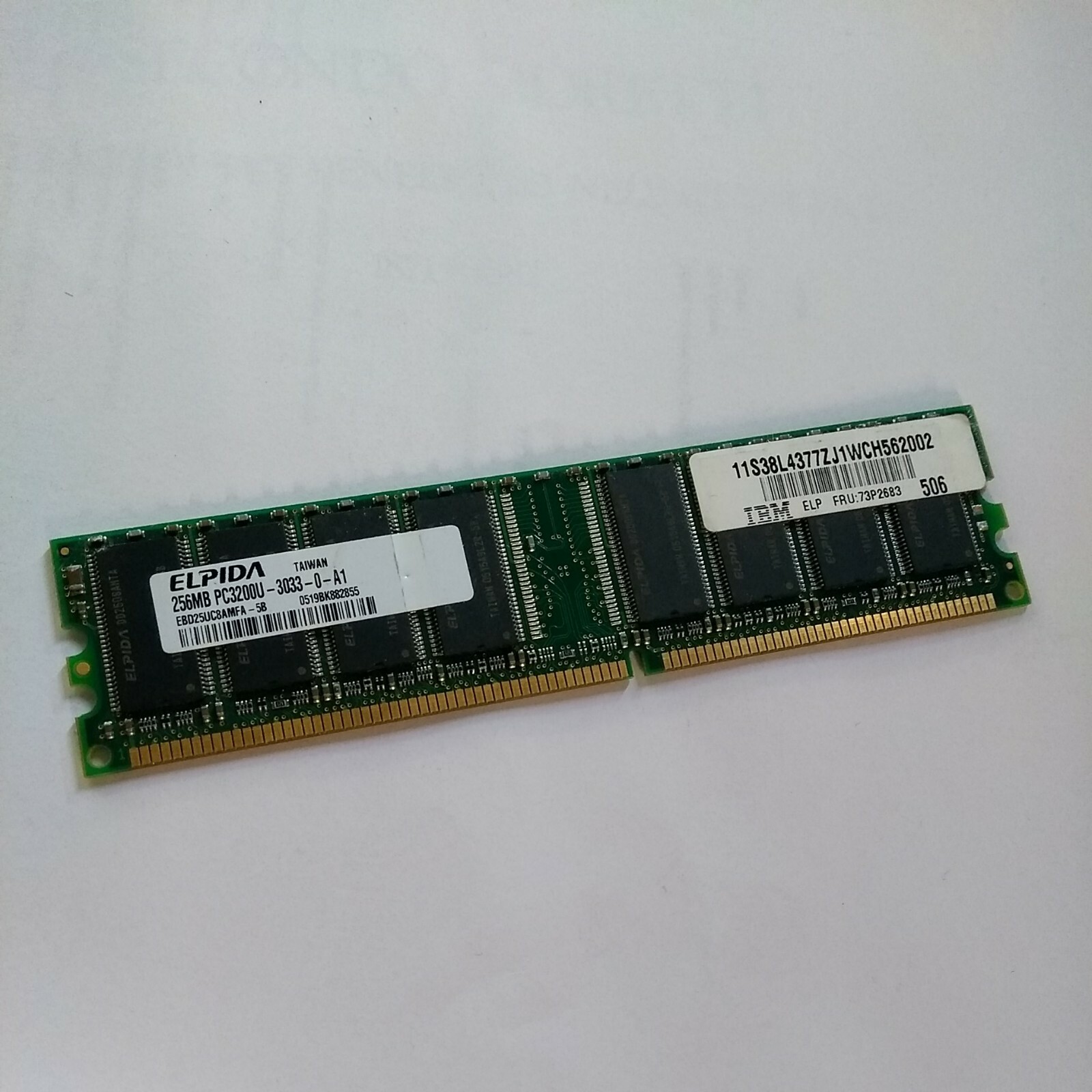 ELPIDA 256MB PC3200U 3033 0 A1 - EBD25UC8AMFA 5B - IBM - RAM USED