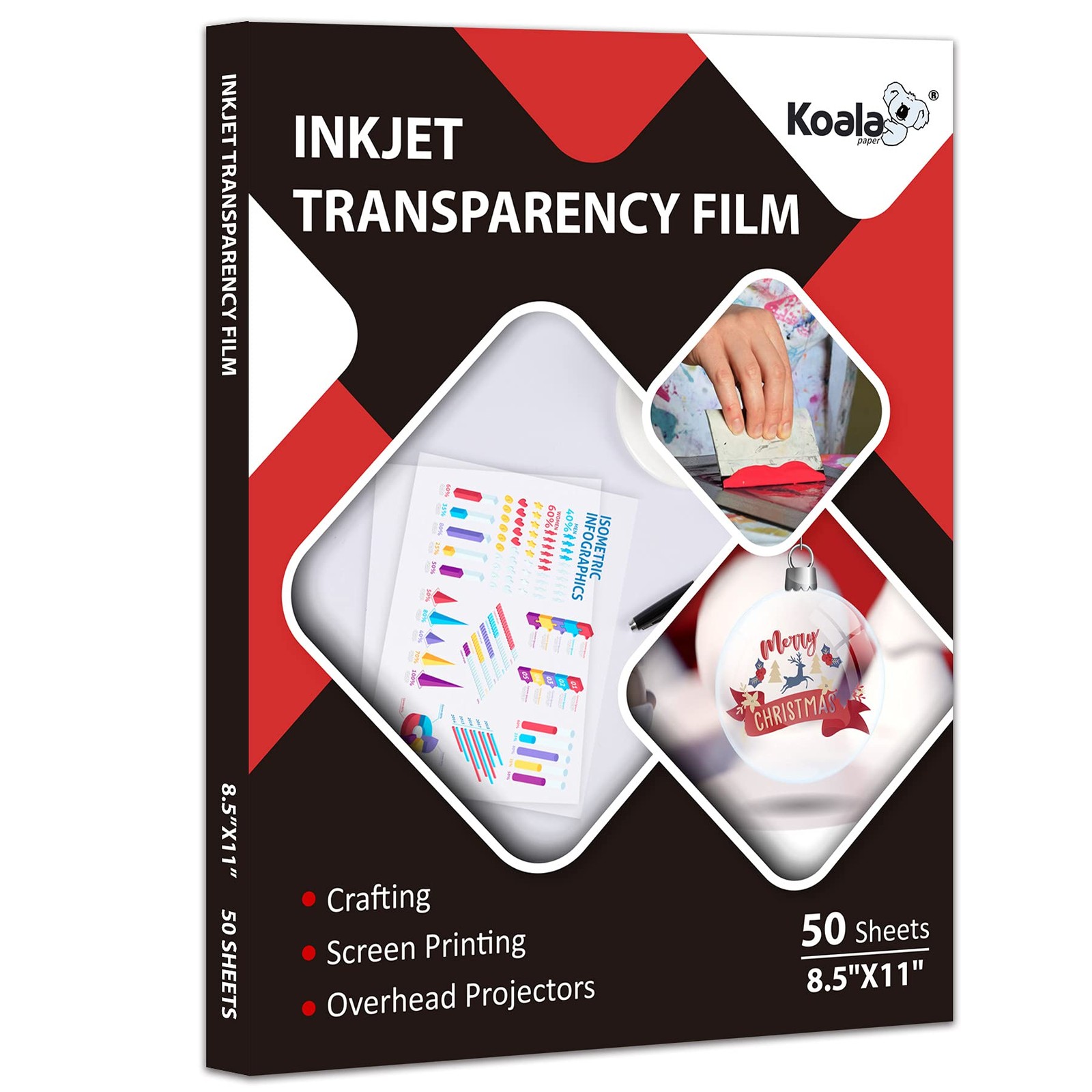Clear Inkjet Transparency Film Sheets 8.5x11" OHP Screen Print 50 Sheets
