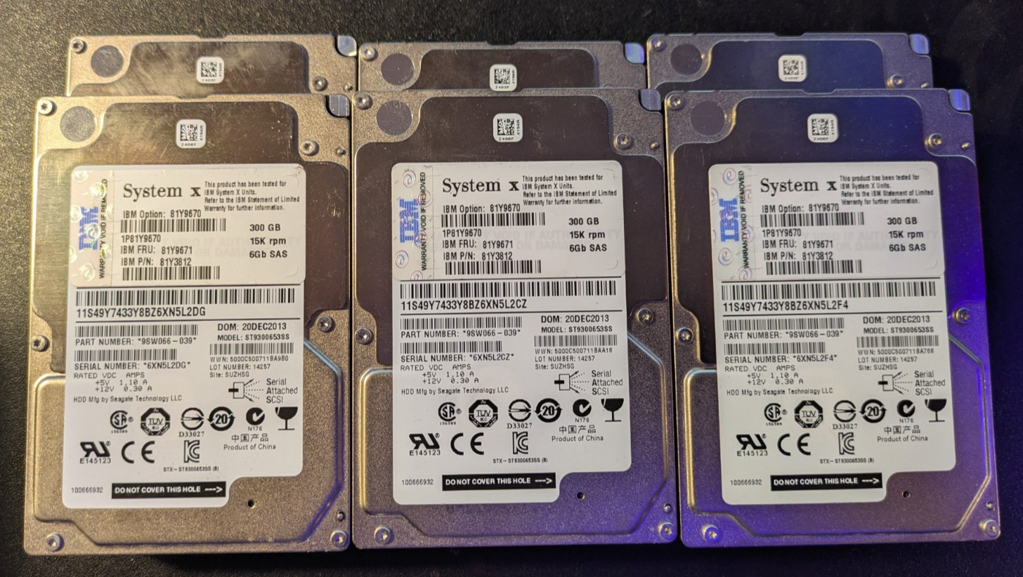 6x IBM System X 81Y9670 ST9300653SS 300GB 15K 6Gb SAS 2.5'' HDD - TESTED HEALTHY