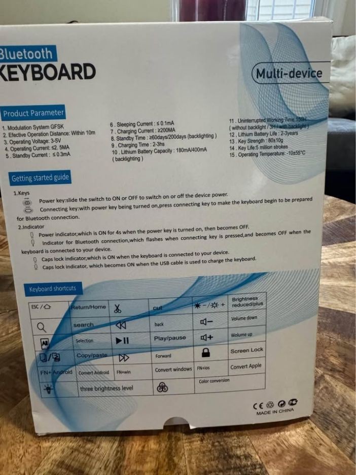 Rechargeable Bluetooth backlit keyboard wireless multi device