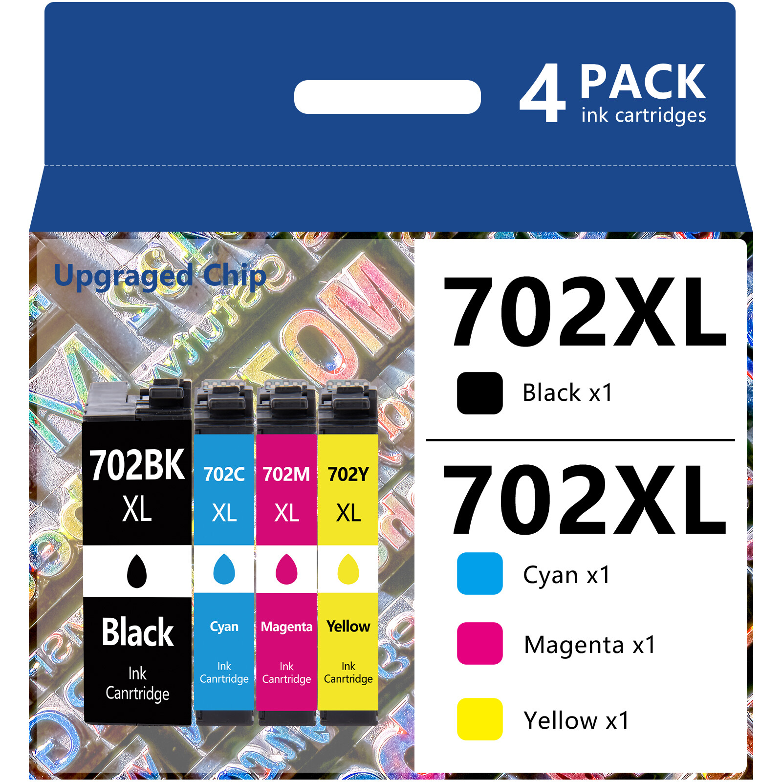 Compatible With 702XL Ink Cartridges for Epson Workforce WF-3720 WF-3730 WF-3733