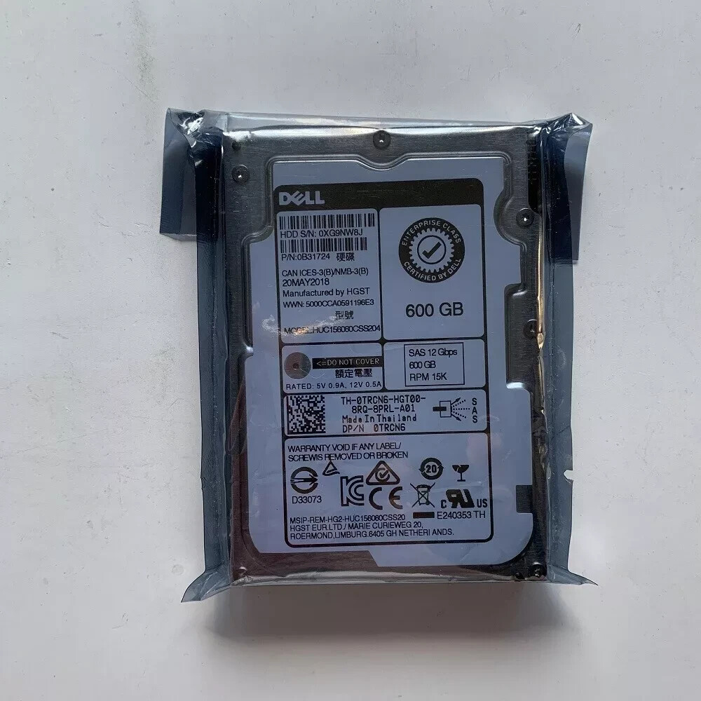 FIT FOR Dell TRCN6 0TRCN6 600GB15K SAS 2.5"12Gb/s HDD Hard Drive HUC156060CSS204