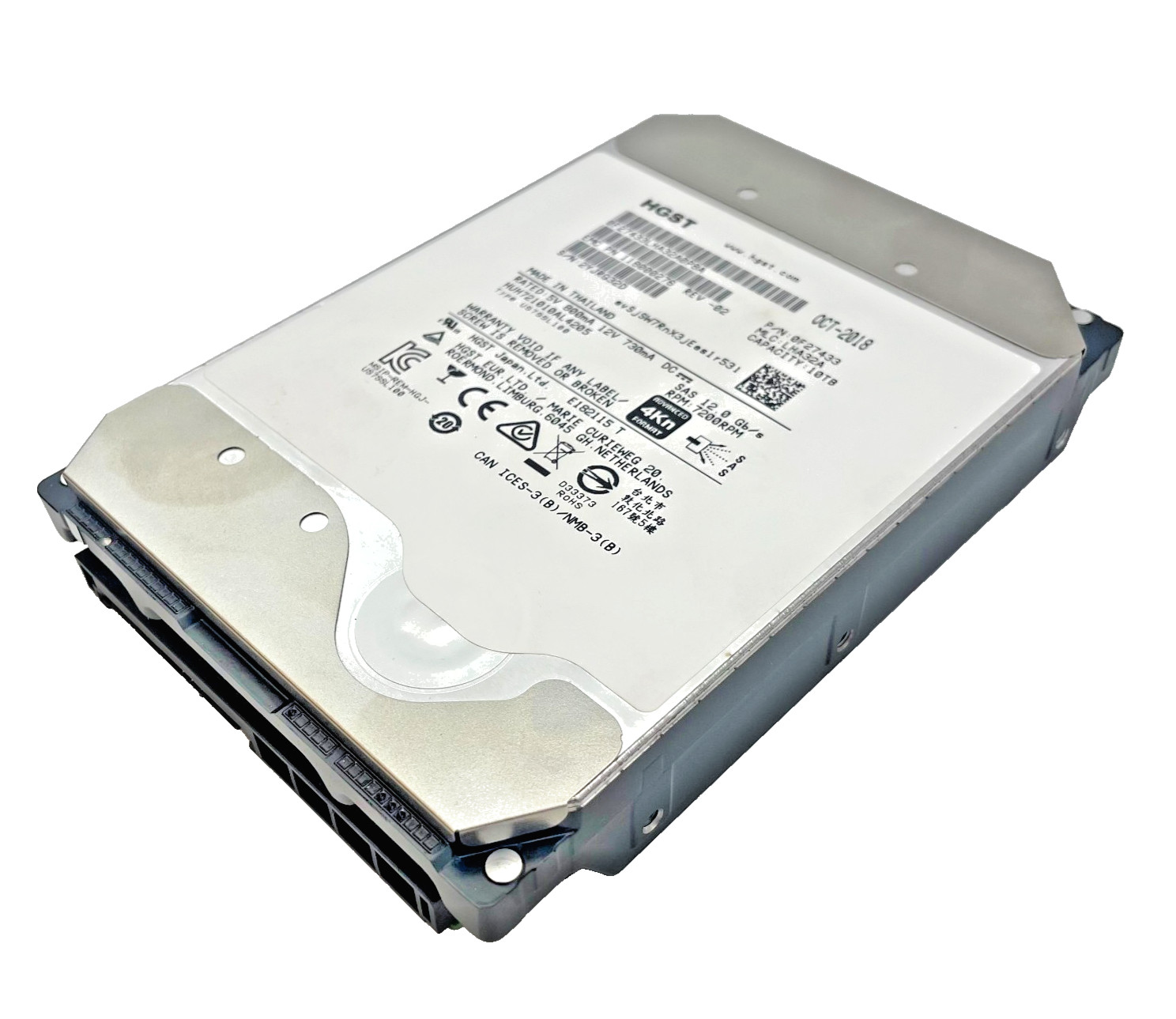 Dell HGST 10TB SAS 12Gb/s 7200RPM 3.5" HDD H5H72101CLAR10T0 Grade B 0-50K POH
