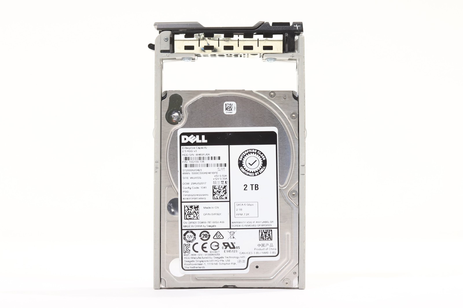 Dell ST2000NX0423 2TB 2.5" 6Gb/s 128MB 7.2K RPM SATA HDD W/Caddy Dell P/N:0VR92X