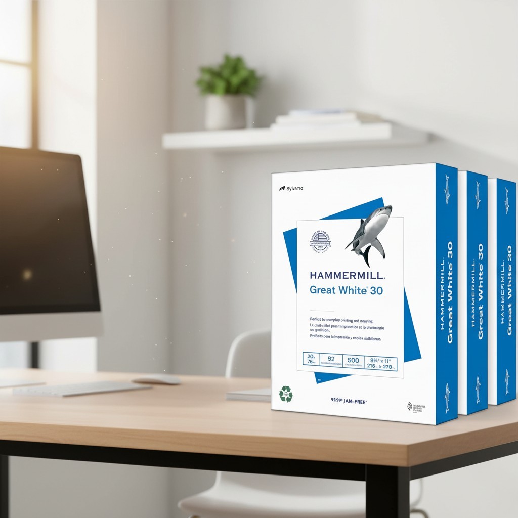 Great White 30% Recycled Printer Paper, 8.5x11 - 1500 Sheets, 92 Brightness