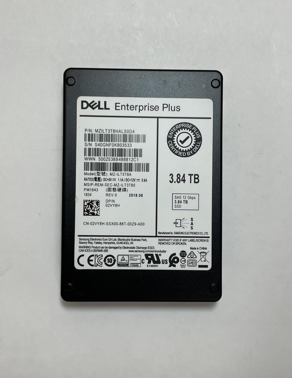 DELL SAMSUNG MZ-ILT3T8A 3.84TB 2.5" SAS 12Gbps Internal SSD
