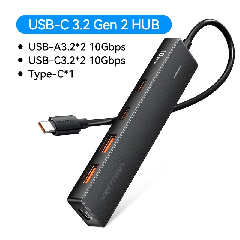 VENTION USB 3.2 Gen2 Hub 5-Port Splitter 10Gbps Type-A/C Adapter for Laptop PC