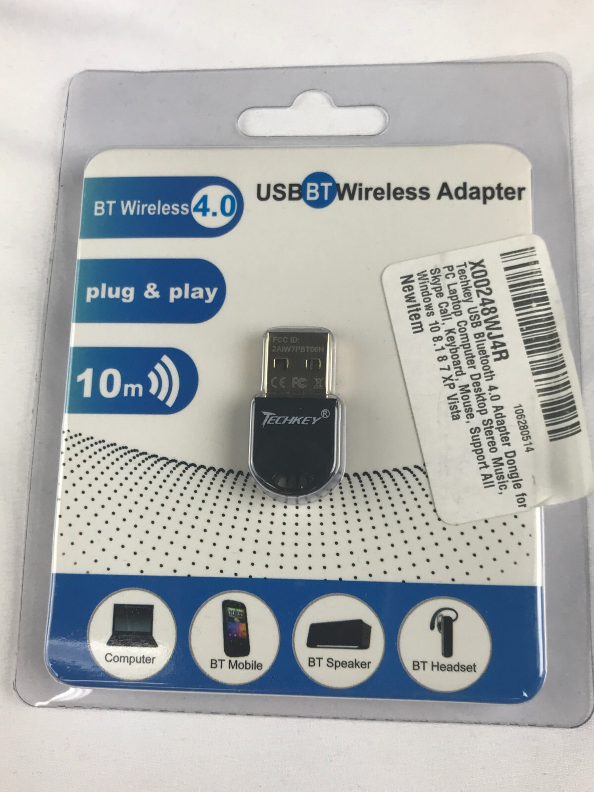 TECHKEY Mini Size USB Bluetooth Dongle 4.0 + EDR, TECHKEY PBT06H
