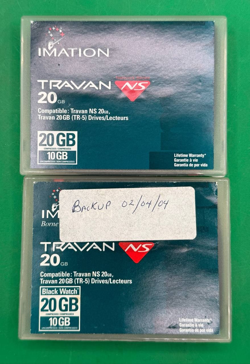 Lot of 2 Imation Travan NS 20GB Data Backup Tape Cartridges w/Cases TC