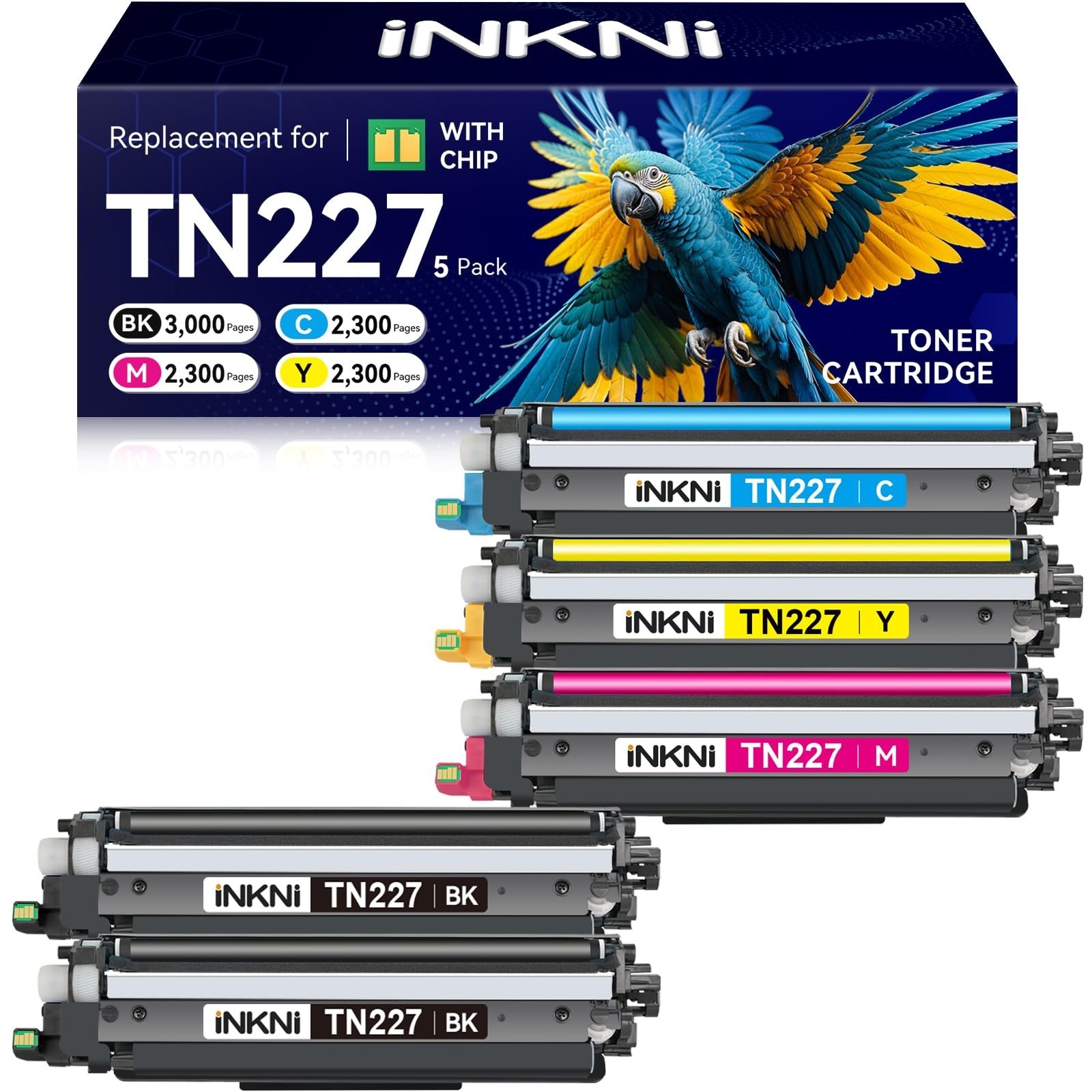 TN227 tn-227bk/c/m/y high Yield Toner Cartridge 5 Pack(with chip)