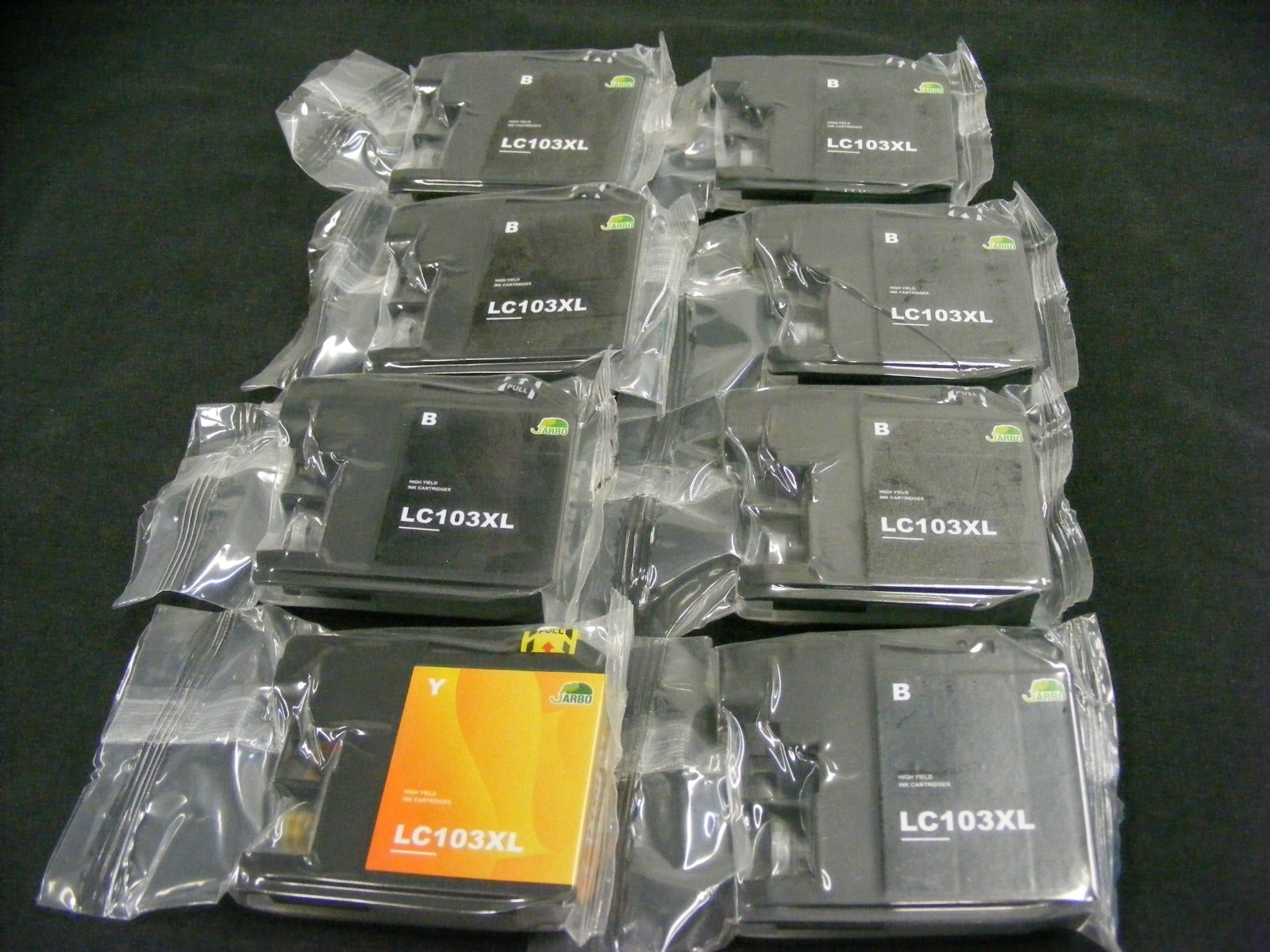 7 Jarbo High Yield Black Ink Cartridges + 1 Yellow LC103XL As Found for Brother