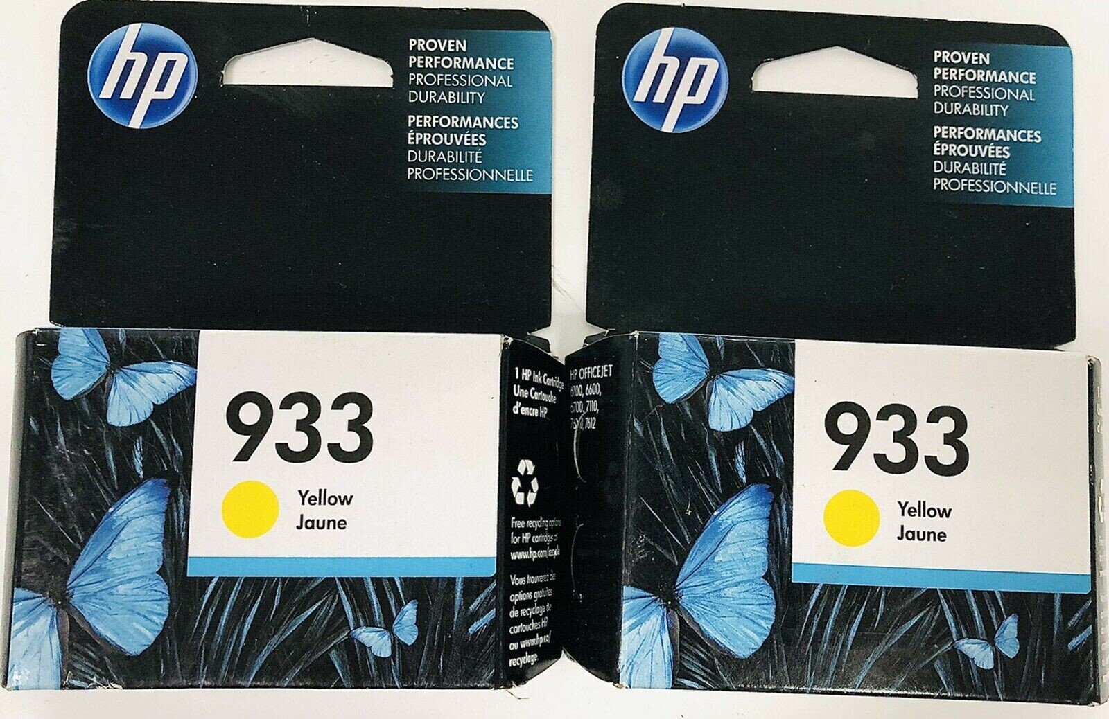 2 HP 933 Yellow CN060AN OEM Ink Cartridges New Sealed in Box Expired 2016/17/18