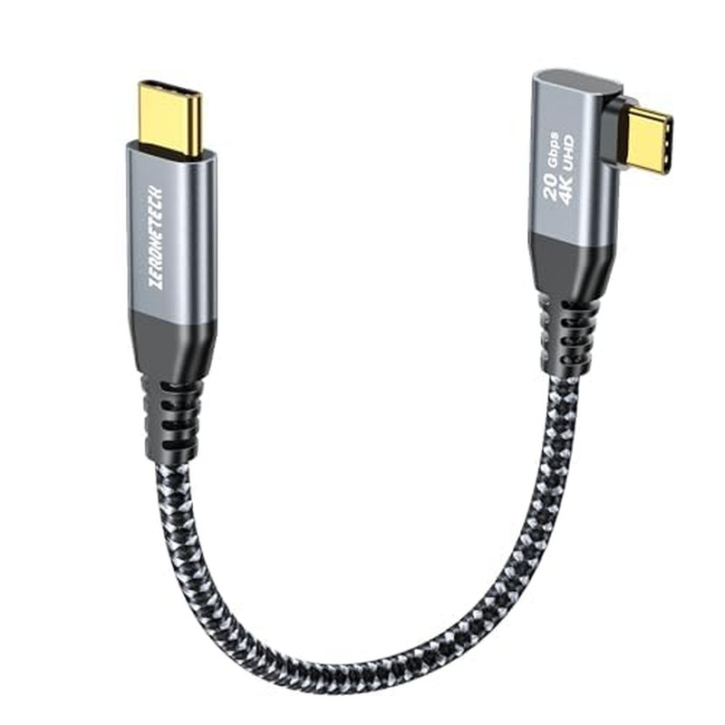 6 Inch USB C Cable 0.5FT, 20Gbps High Speed Data Transfer Short, Right Angle USB