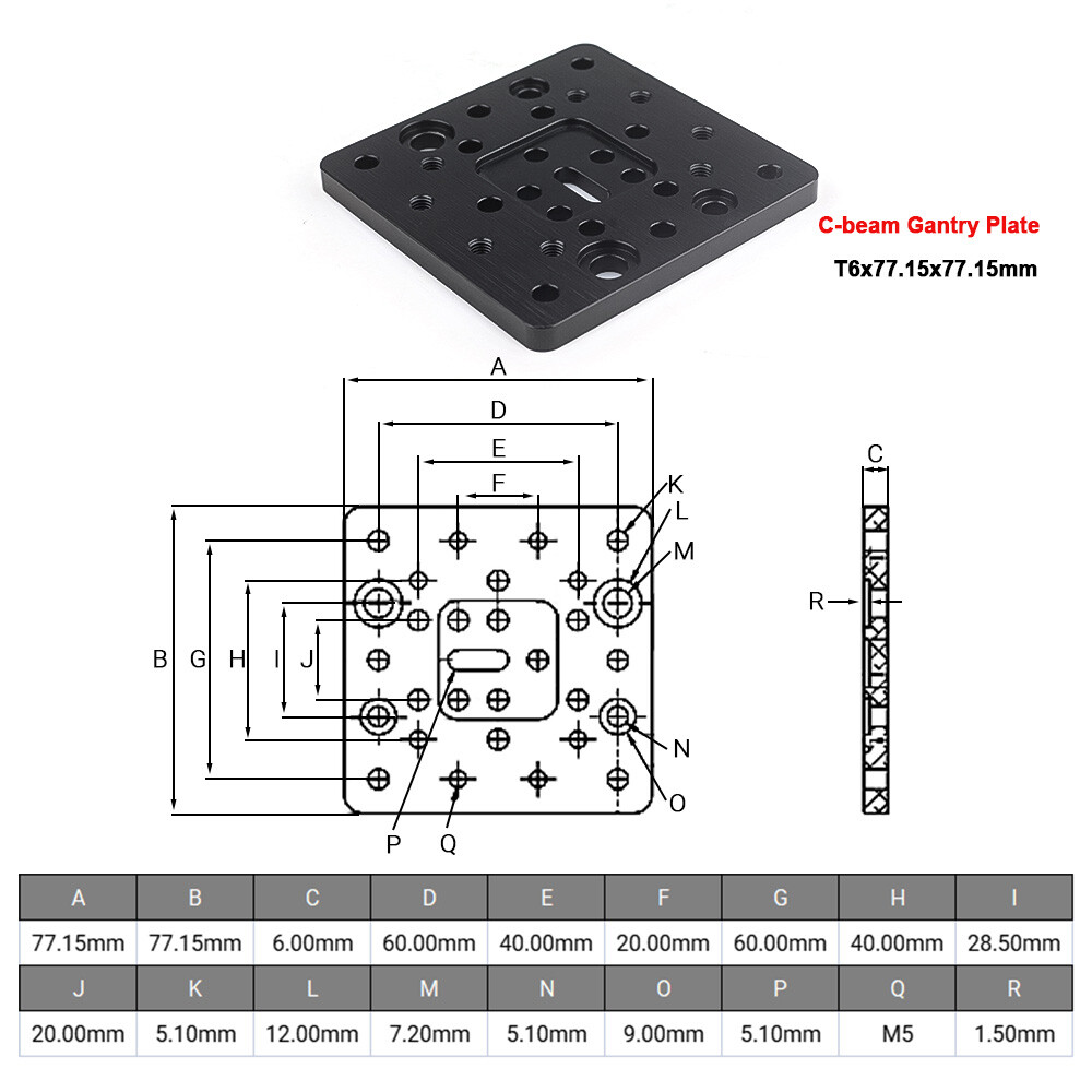 Openbuilds C-Beam Gantry Plate Xlarge/Double-Wide for V-Slot Linear Actuator 