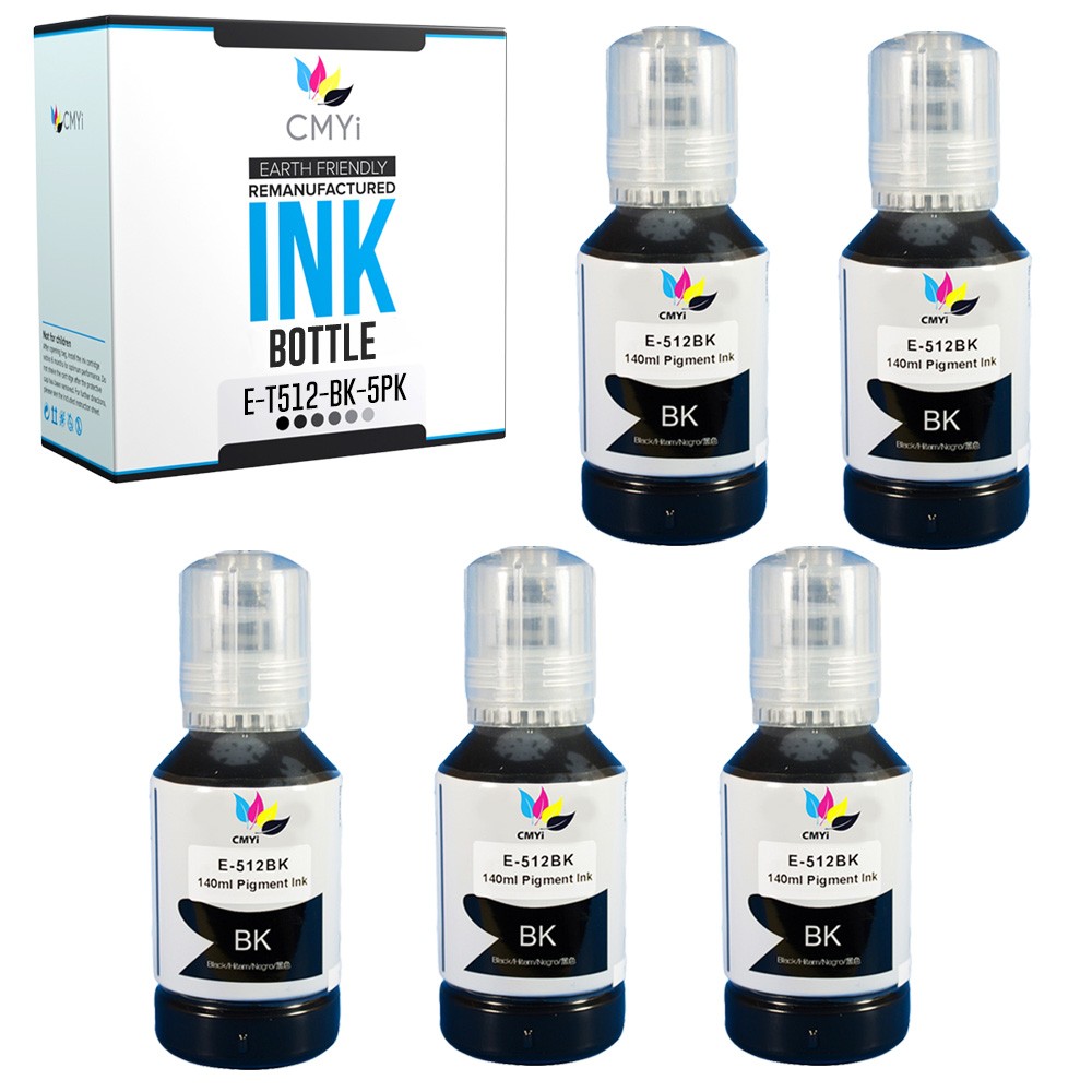 5PK CMYi Compatible Epson 512 Black Ink Bottles Fits Expression ET-7700 ET-7750