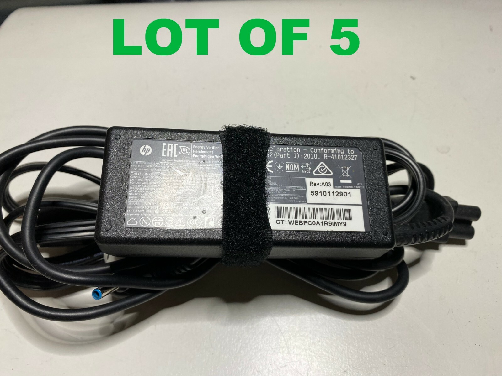 LOT OF 5 Original HP ProBook 19.5V 65W Charger 430 440 450 455 470 G3  BLUE TIP