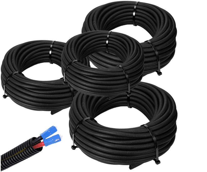 Tubo corrugado dividido 10ft protector cables 1/4-3/4 flexible negro eléctrico