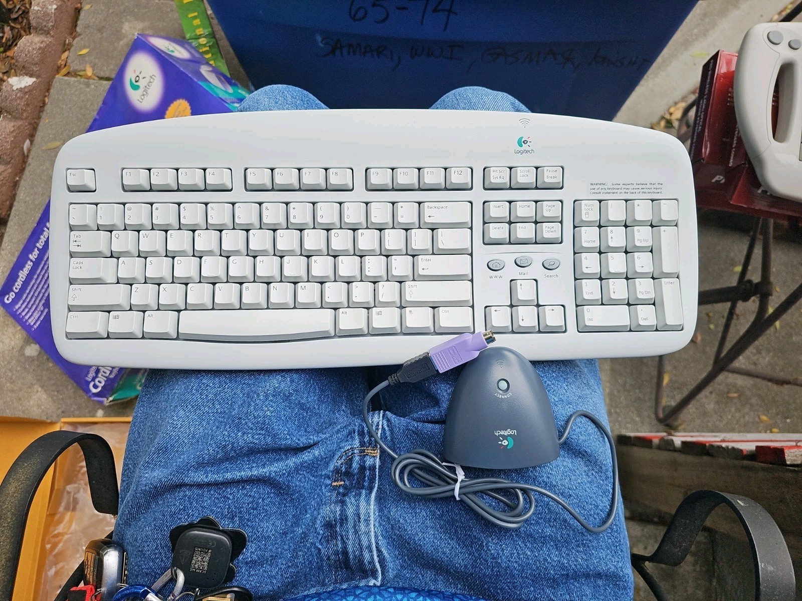 Used iTouch Logitech Cordless Keyboard w/ Palm Rest and Cordless Mouse