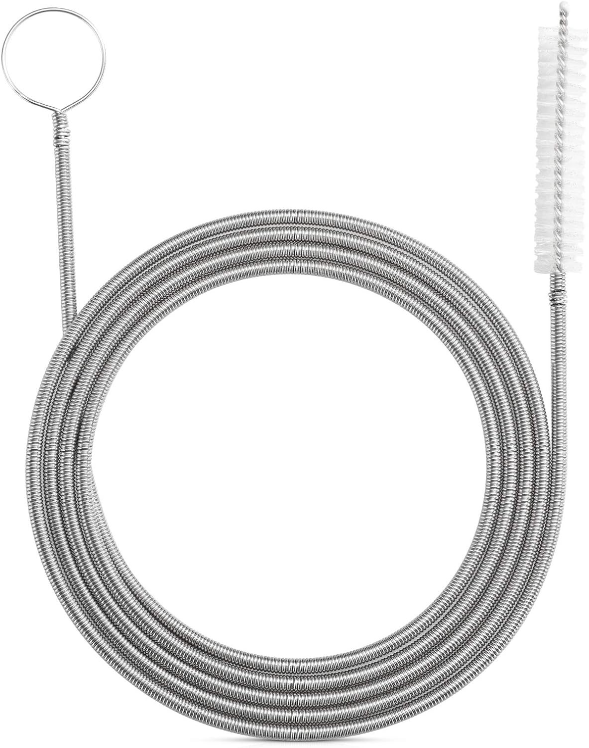 Long Flexible Drain Brush Pipe Hose Cleaner with Wooden Handle for Sink Kitchen
