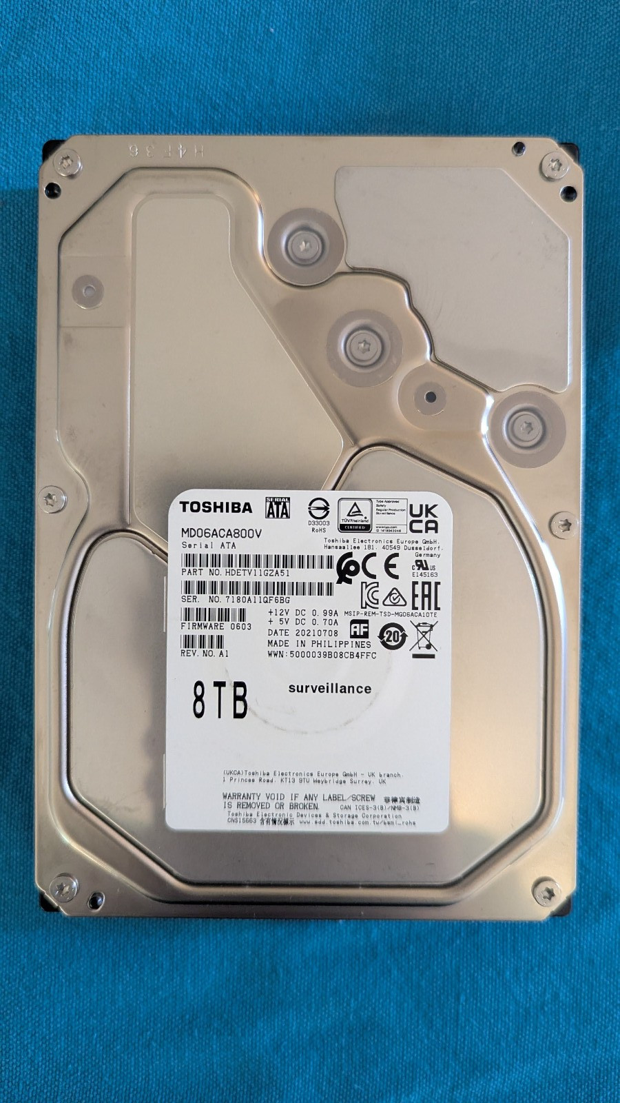 Toshiba MD06-V 8TB SATA 3.5 in Enterprise HDD | MD06ACA800V | HDETV11GZA51