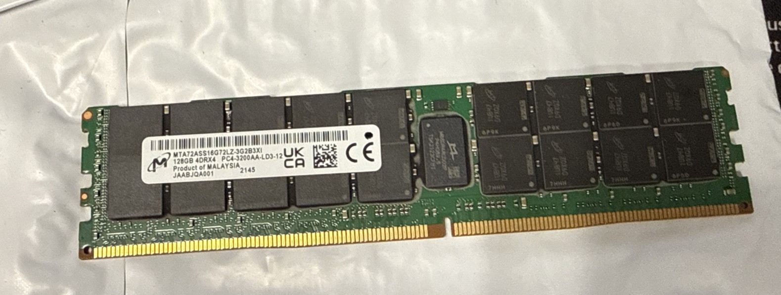 Micron 128GB DDR4-3200 Server RAM PC4-3200AA MTA72ASS16G72LZ-3G2B3 / FAILED /