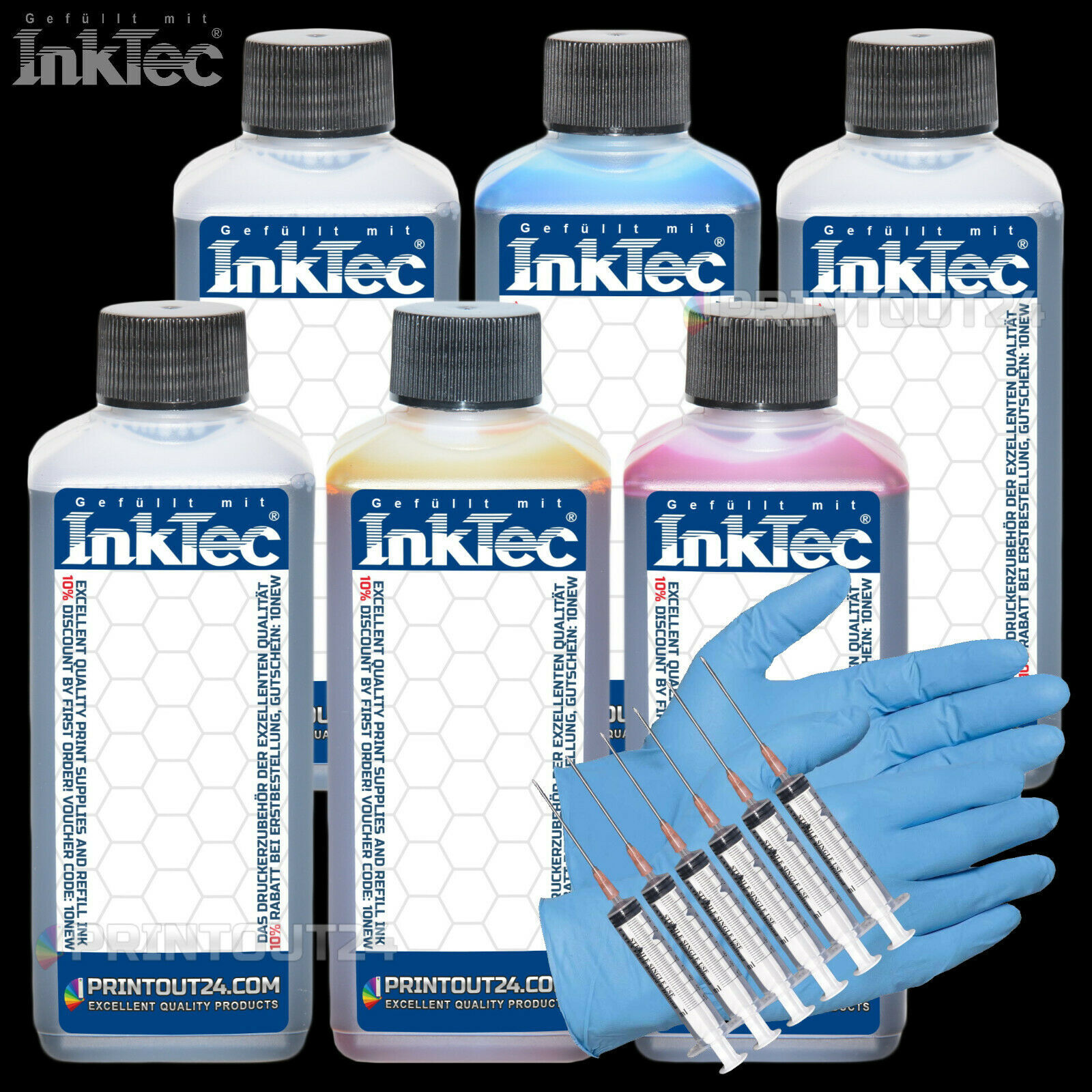 6 X 0.5L InkTec® Ink For F9J78A F9J76A F9J77A F9J80A F9J79A C1Q12A Cartridge