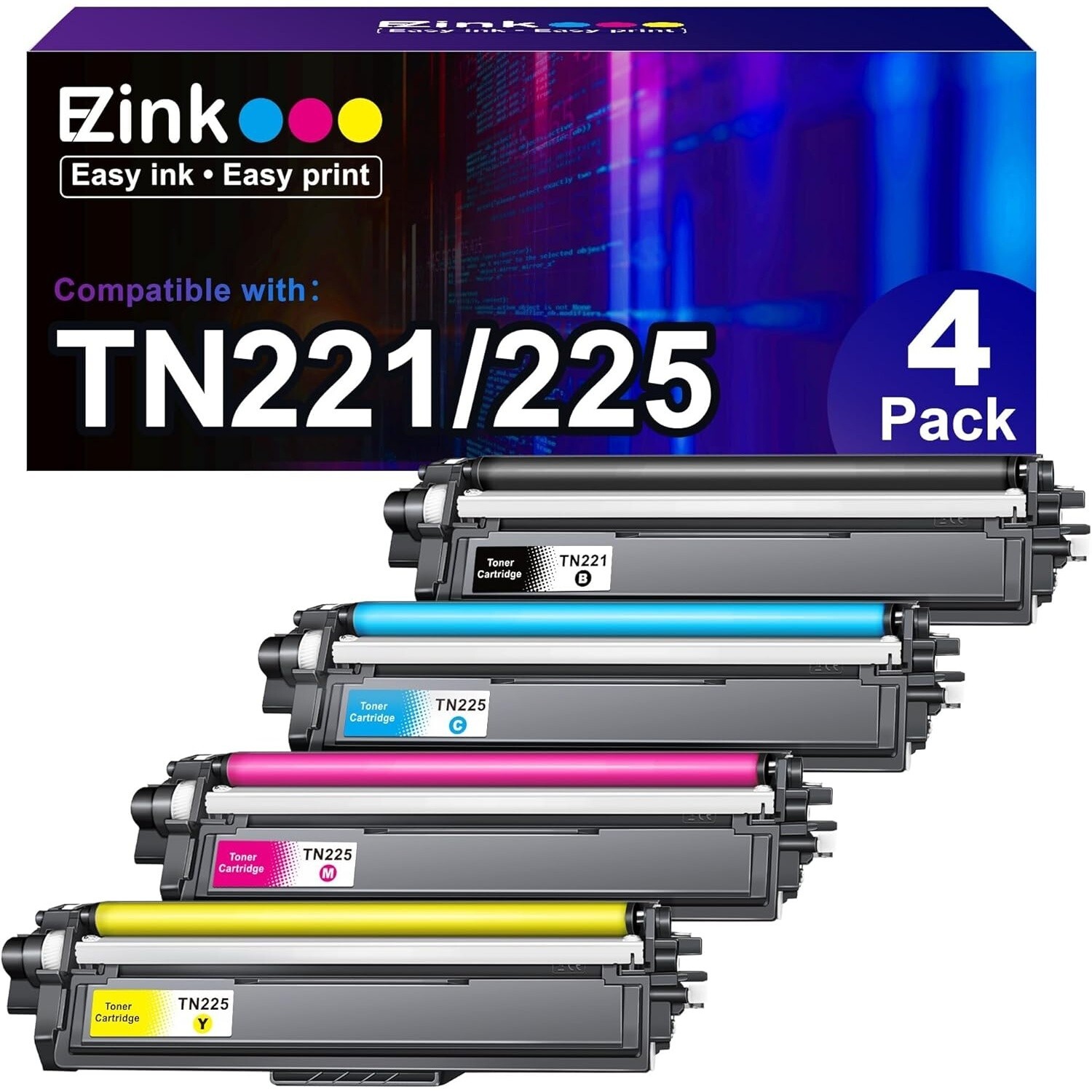 E-Z Ink Compatible Toner Cartridge Replacement for Brother TN221 TN225 Toner Use