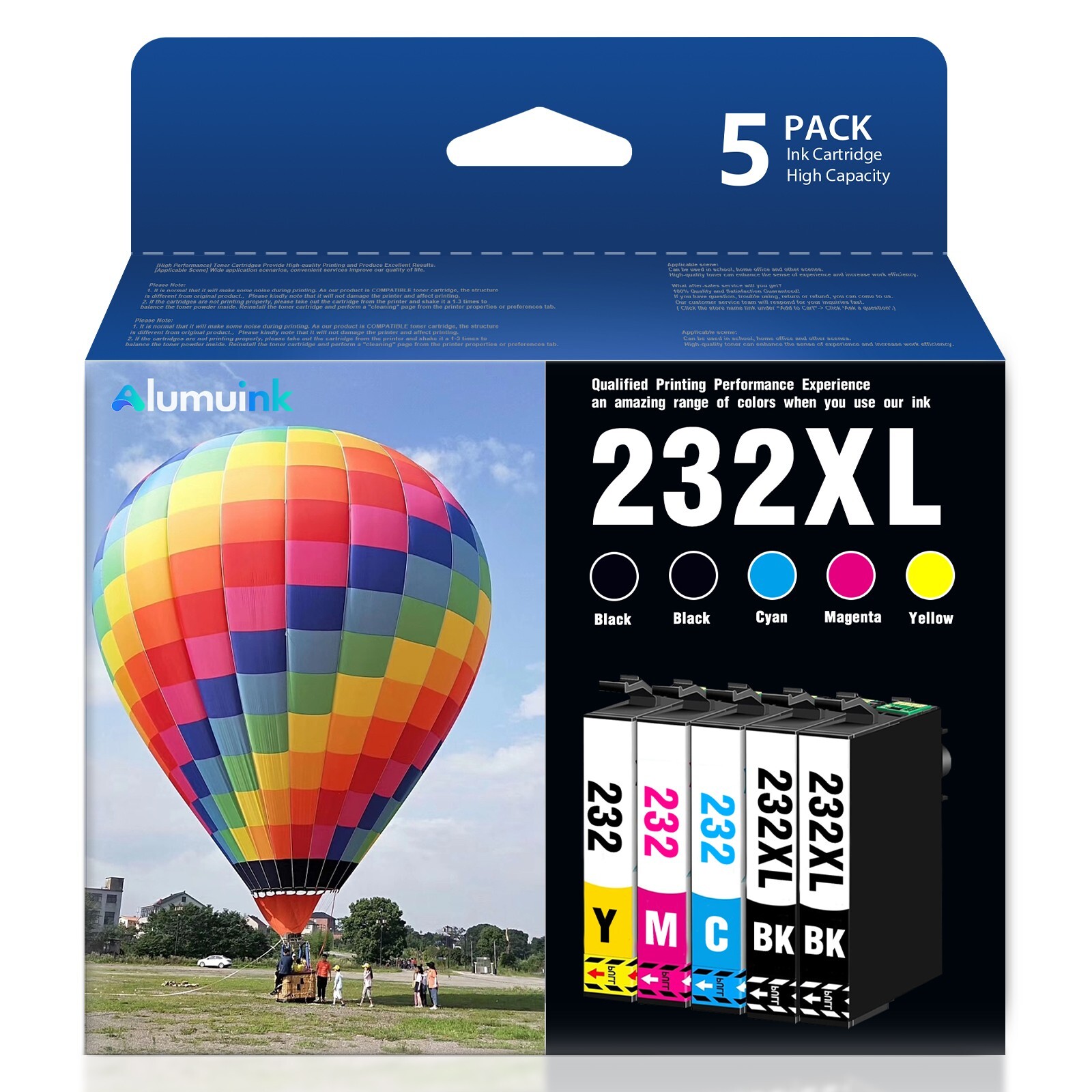 232XL Ink Cartridges Compatible for Epson WF-2930 WF-2950 XP-4200 (5-Pack)