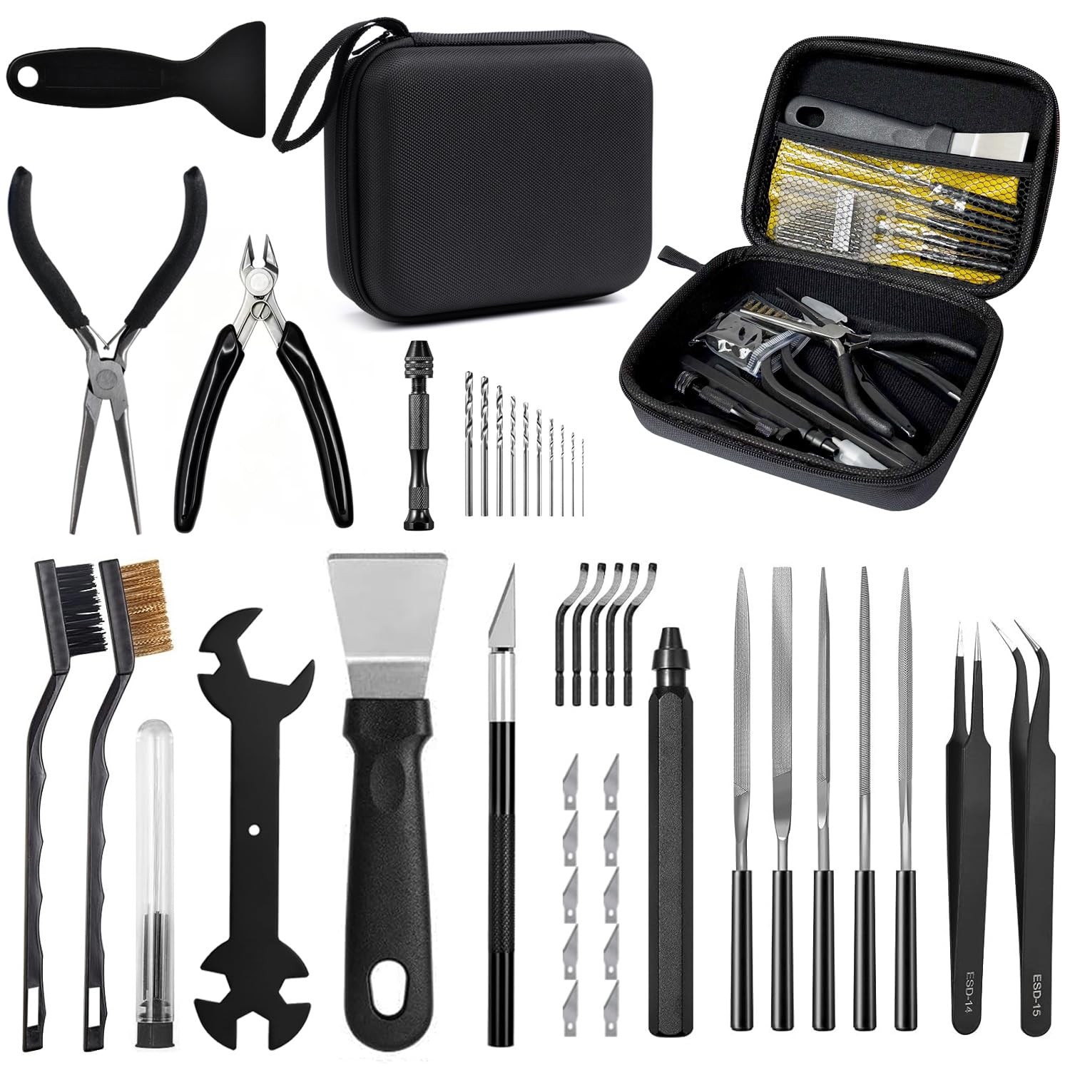 52PCS 3D Printer Tool Kit with Storage Case black
