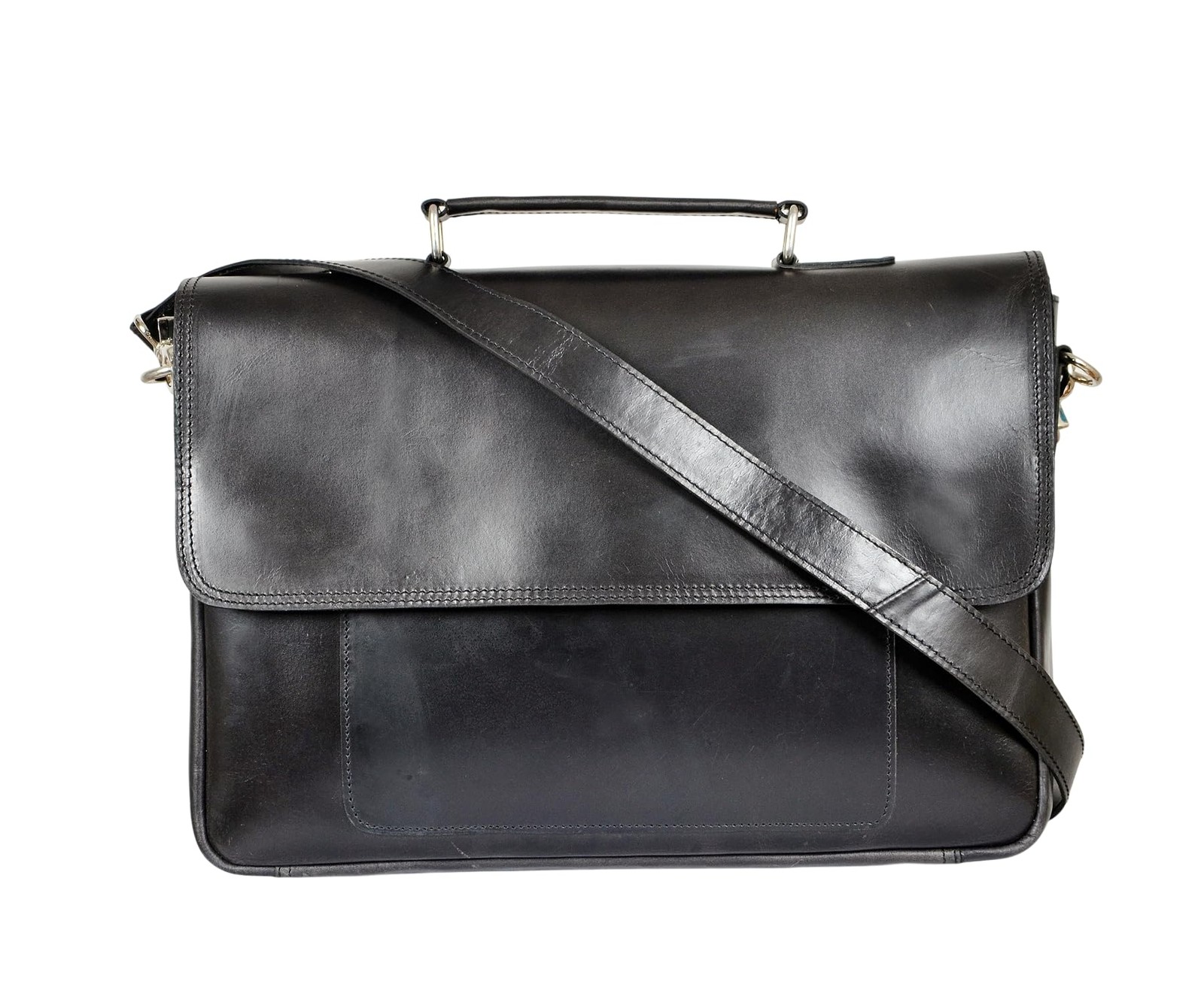 Full Grain Leather Briefcase for Men, Handcrafted Laptop Bag with Multiple Co...