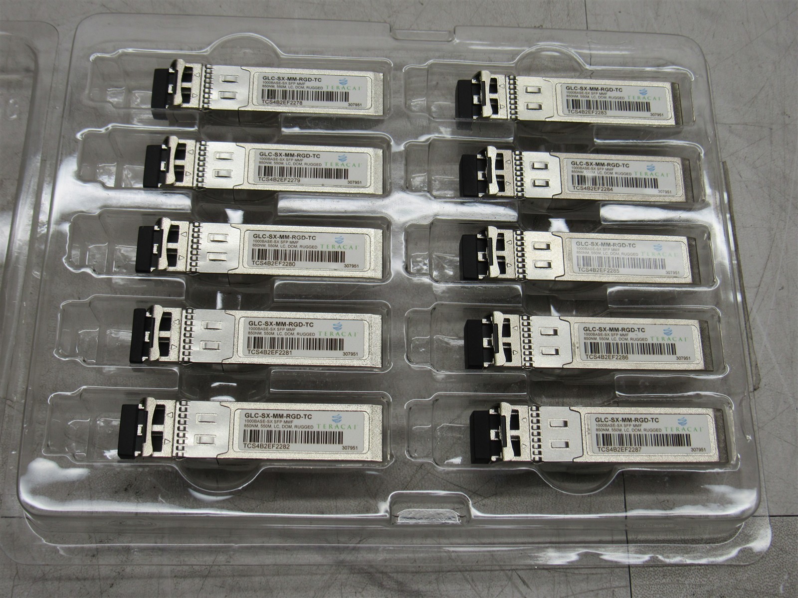 10 LOT NEW TERACOM COMPONENTS GLC-SX-MM-RGD-TC / GLCSXMMRGDTC SFP