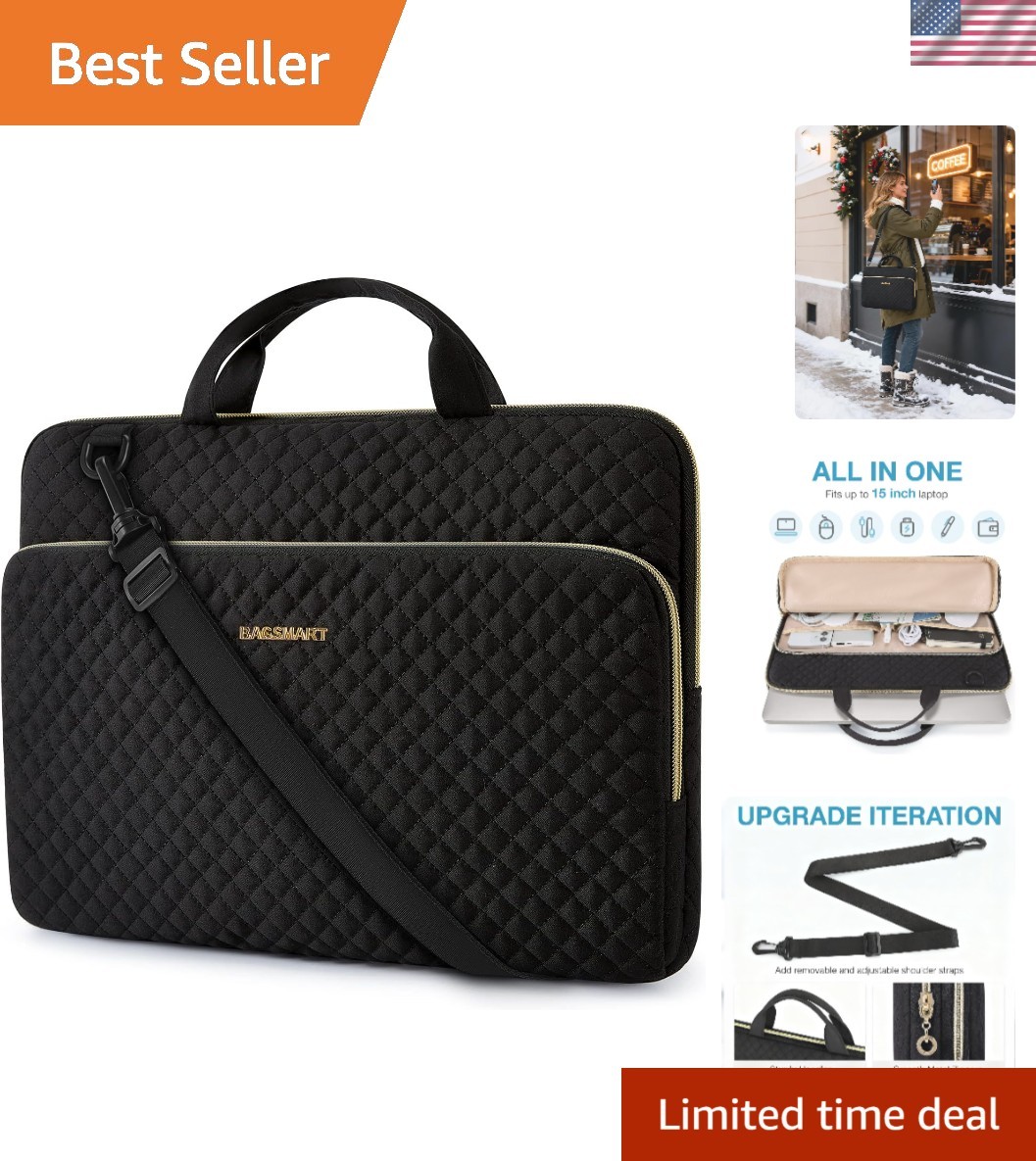 Chic 15.6 Inch Laptop Sleeve Case with Waterproof Design & Shoulder Strap