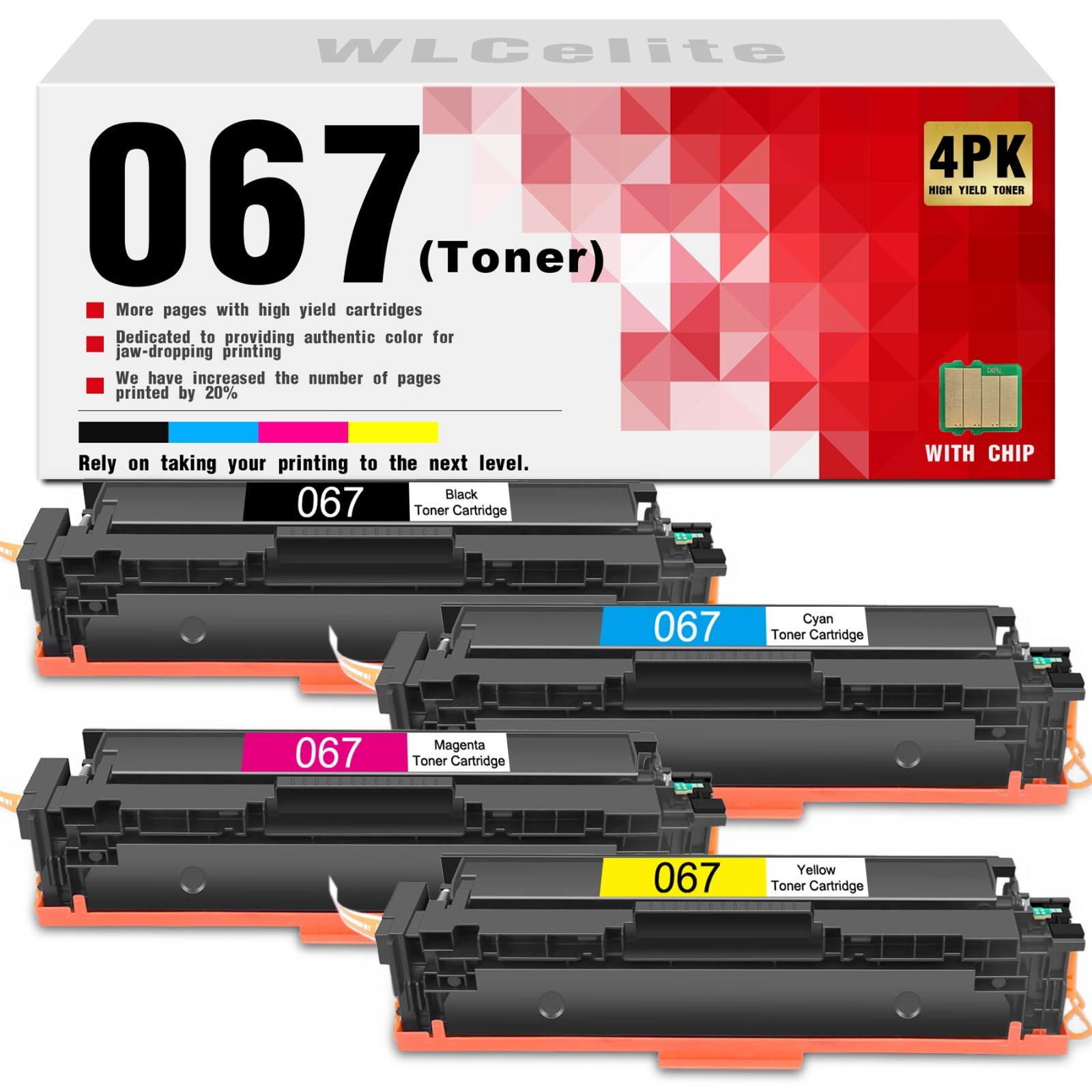 067 Toner Set 4-Pack for Canon MF654Cdw MF653Cdw MF656CDW MF656CDW