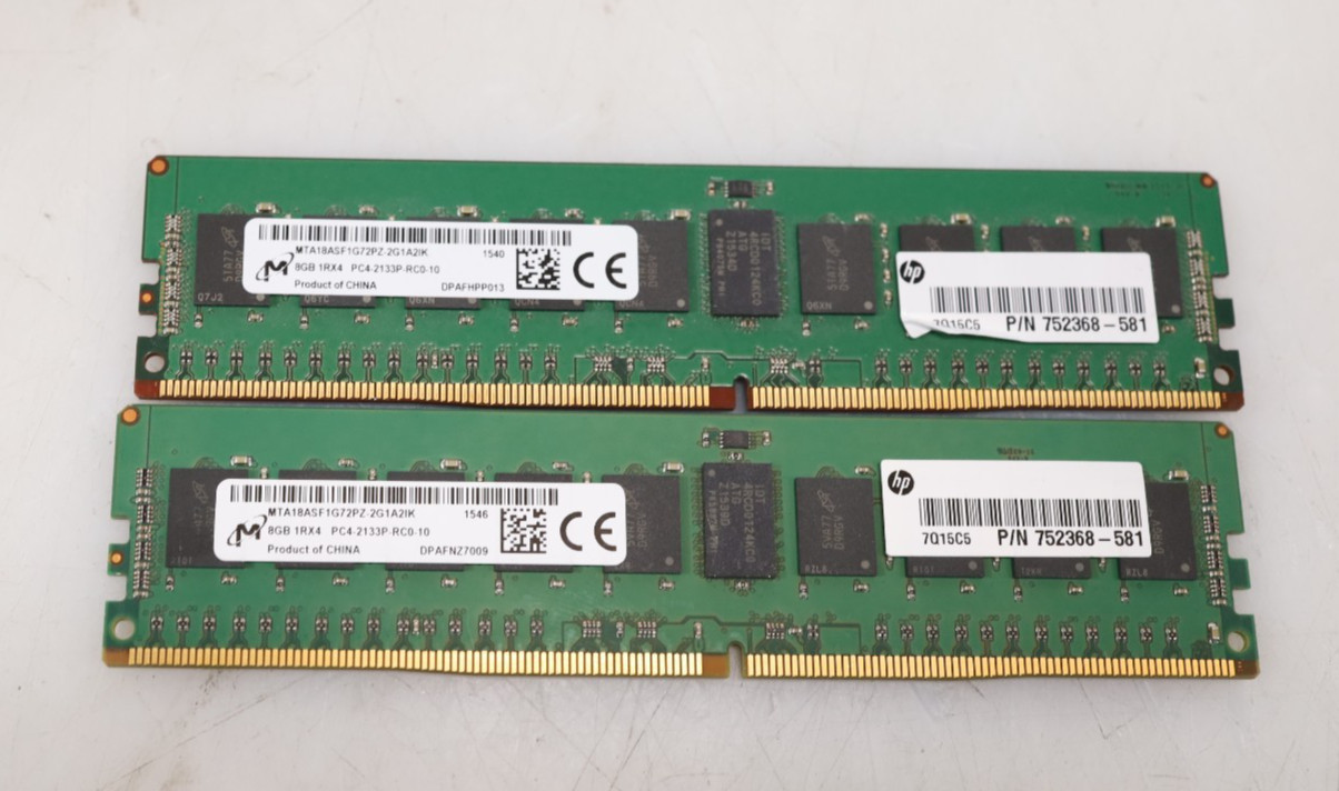 Lot 2x 8GB (16GB) Micron MTA18ASF1G72PZ-2G1A2 PC4-17000 SDRAM Memory