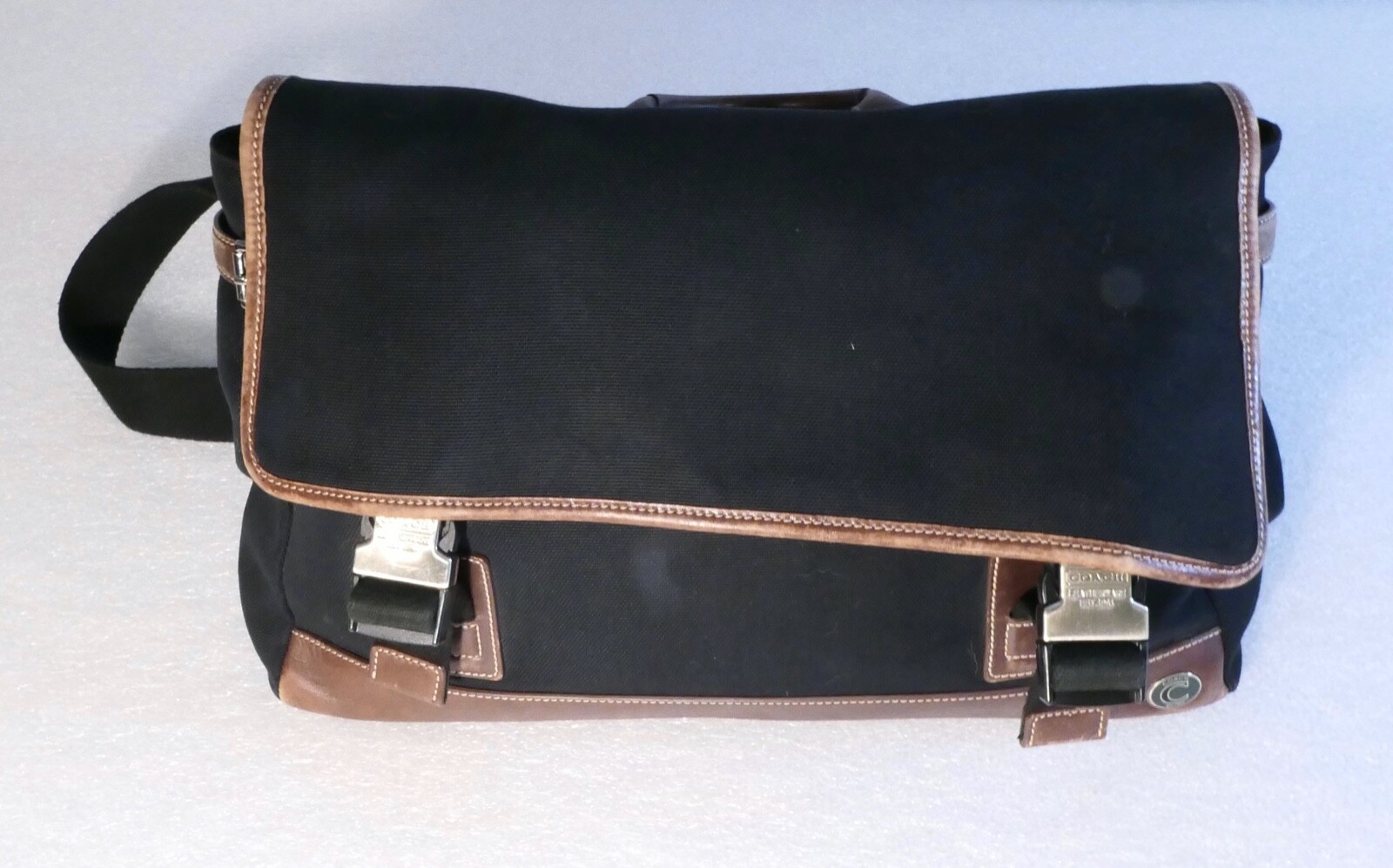 COACH BRIEFCASE LAP TOP COMPUTER TRAVEL LUGGAGE BLACK DARK BROWN LEATHER