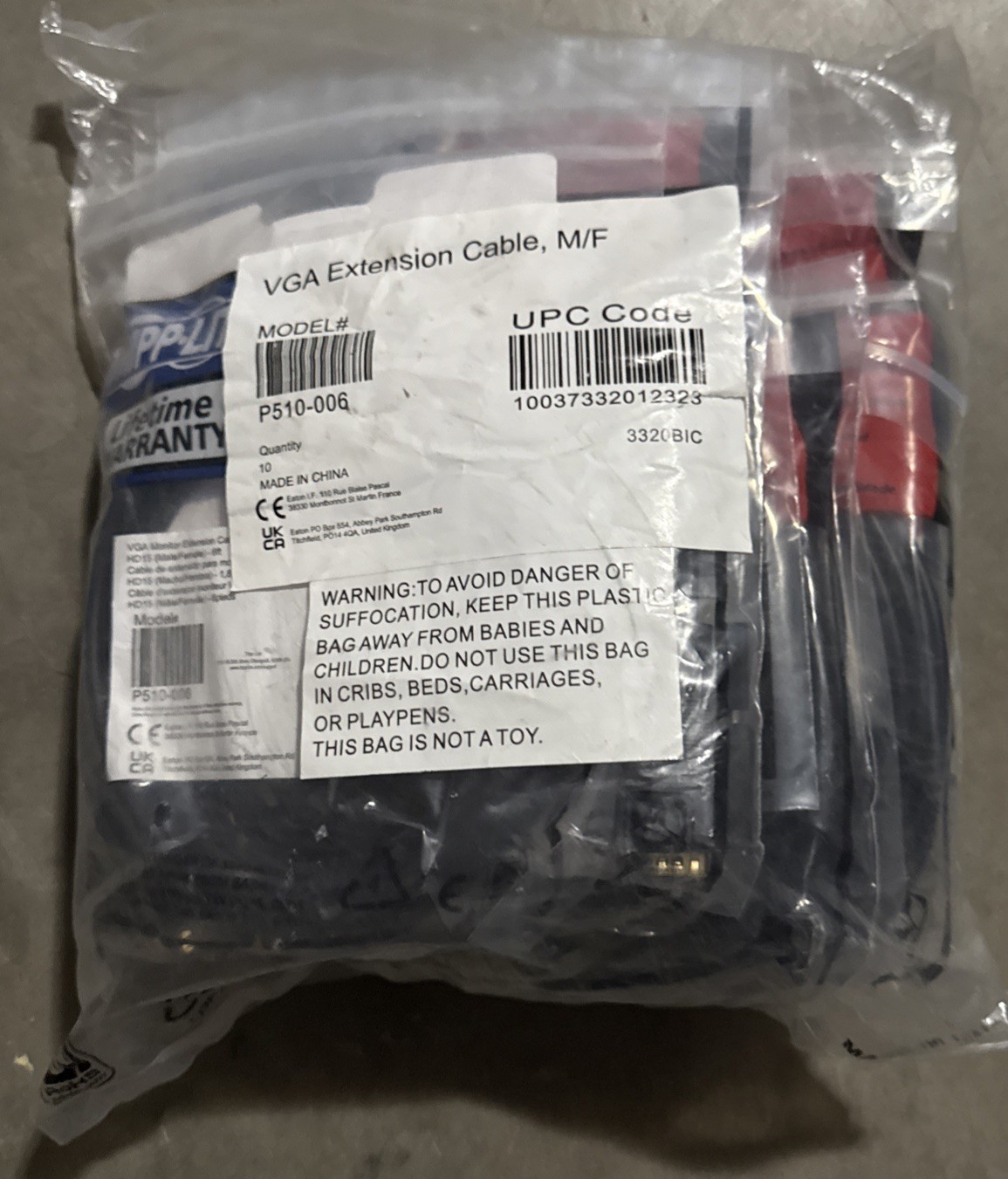 *NEW* Tripp Lite VGA/SVGA HD15 Monitor Extension Cable 6ft  (10 PACK)