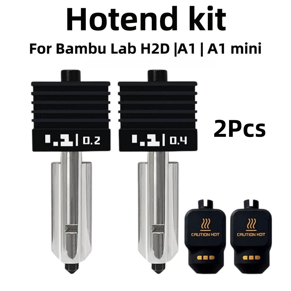 2PCS H2D Hotend Kit, 0.4+0.2mm Hardened Steel Nozzle for Bambu Lab H2D/A1/A1 Min
