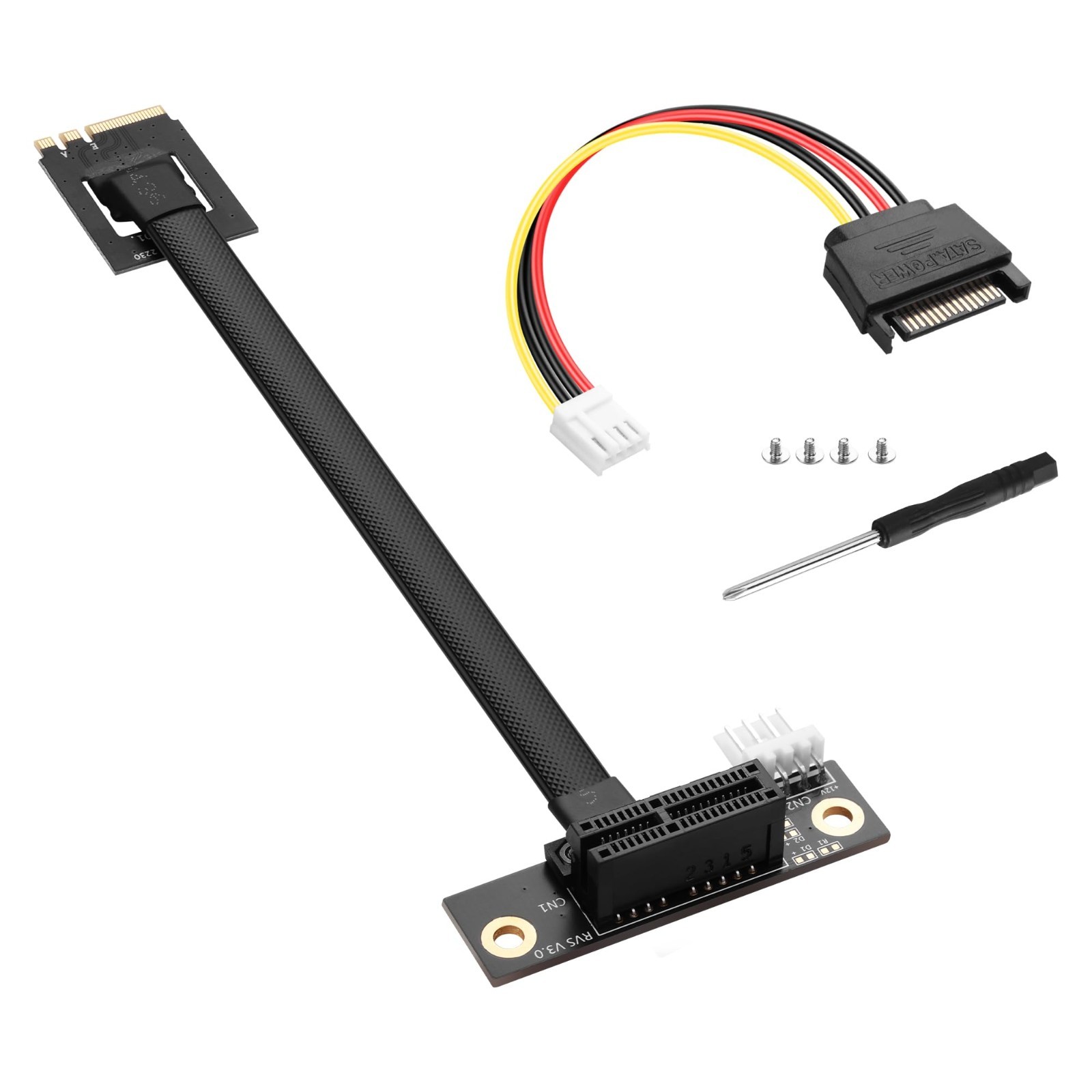 M.2 NGFF Key A+E to PCIe X1 Extender Cable - M.2 to PCI-E 1X Riser Adapter 2230