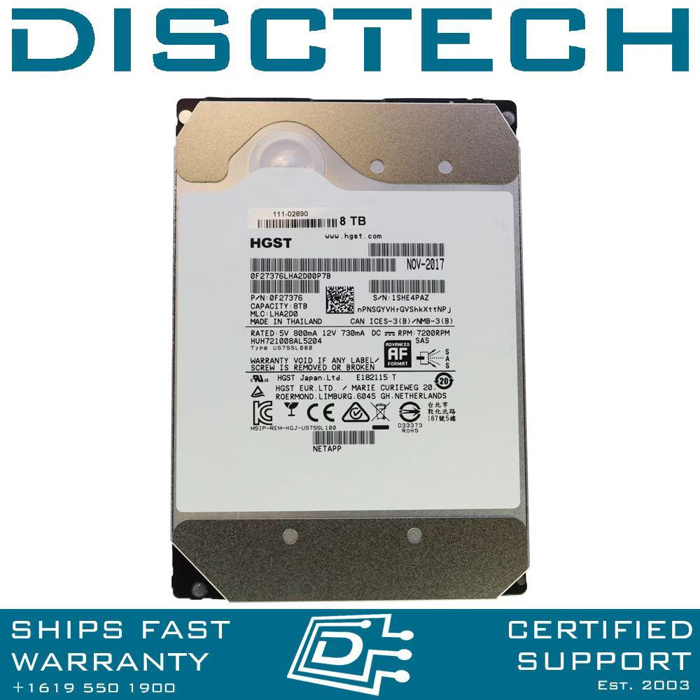 NEW Hitachi 8TB Enterprise SAS 7200rpm 0F27358 / HUH721008AL5204 3.5"